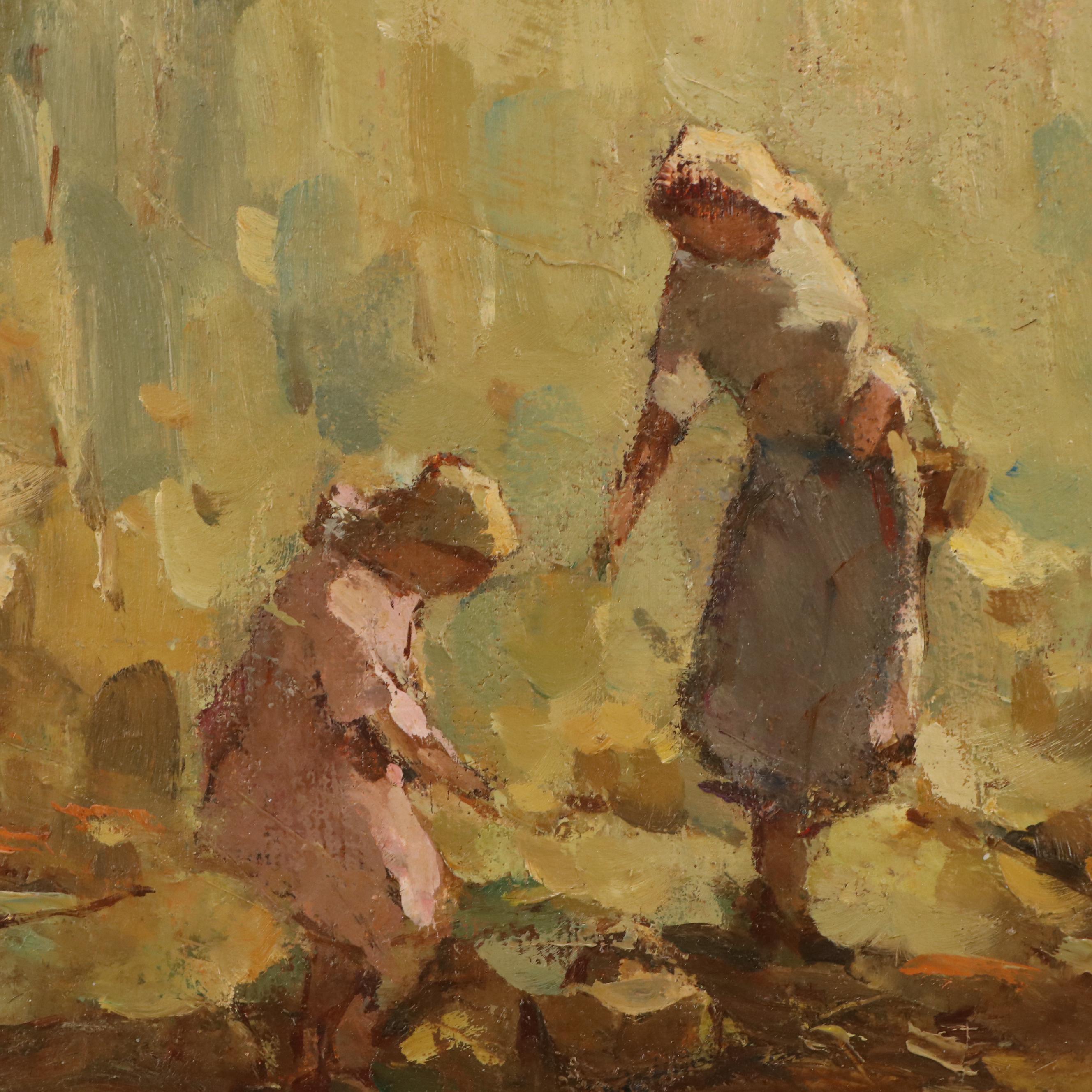 Eastern European Impressionist Style Figural Oil Painting, Early 20th Century