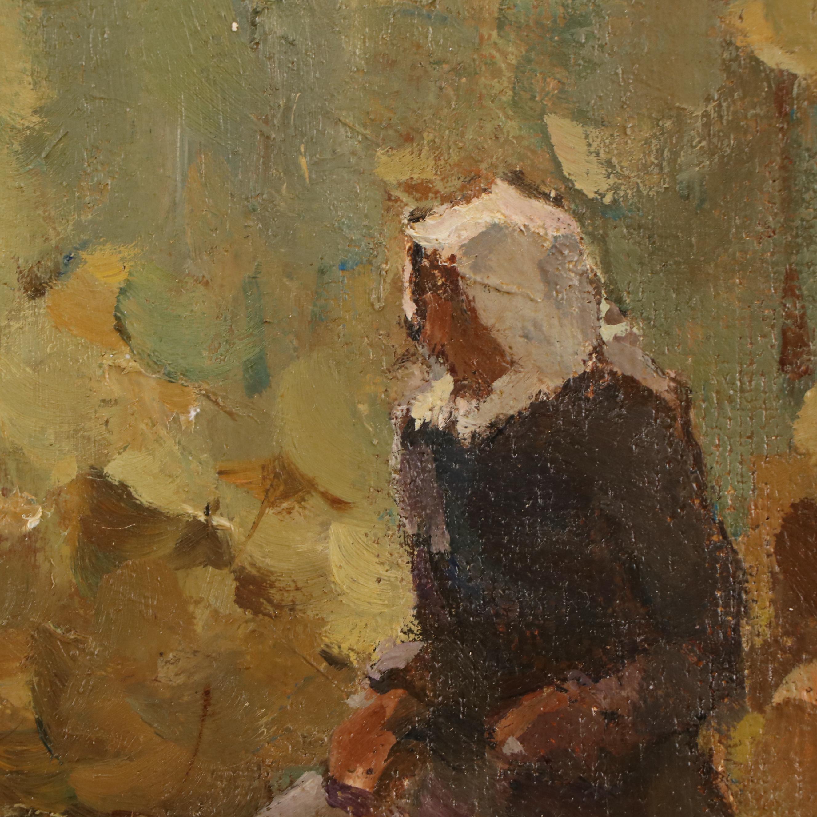 Eastern European Impressionist Style Figural Oil Painting, Early 20th Century