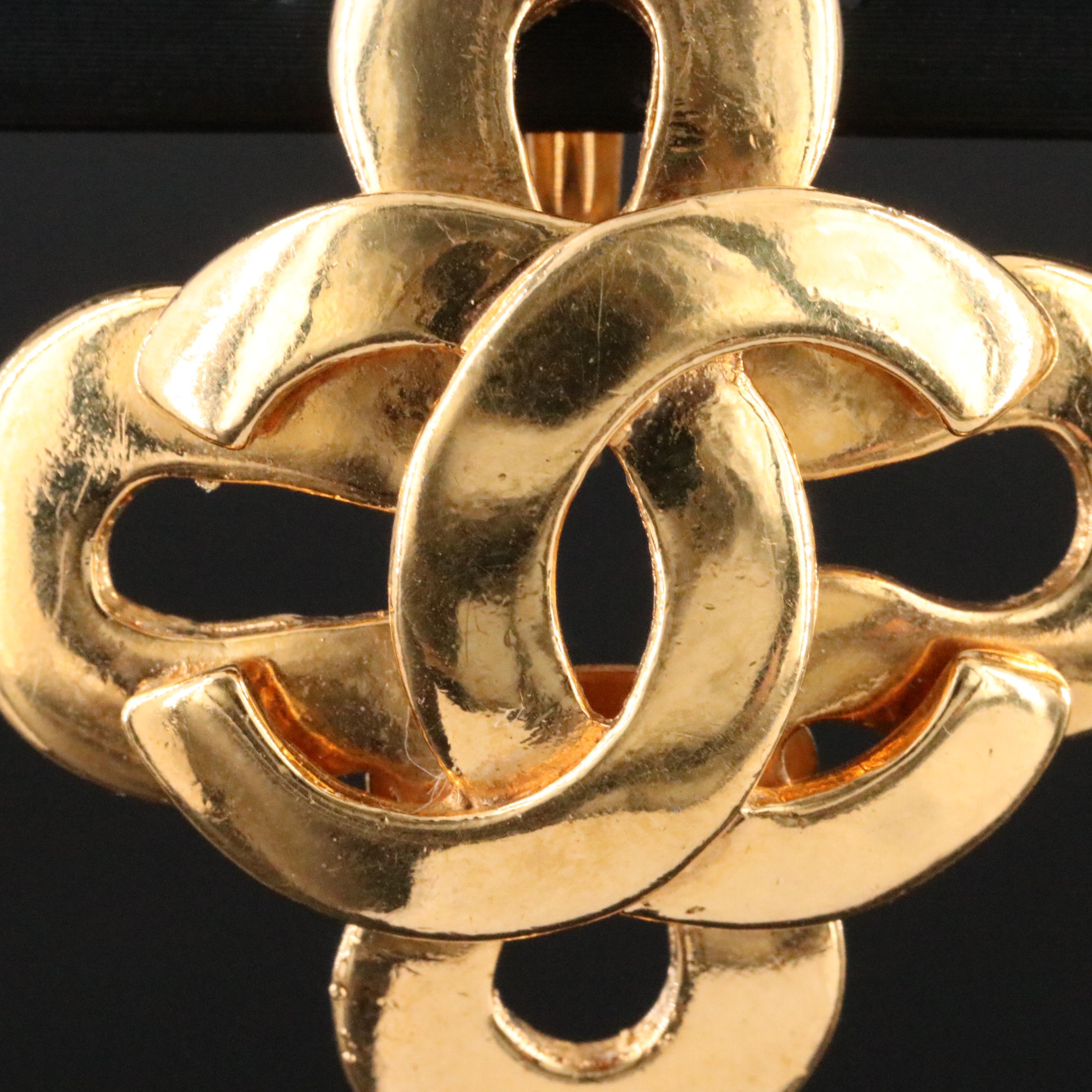 Chanel CC Logo Clip Earrings 1995