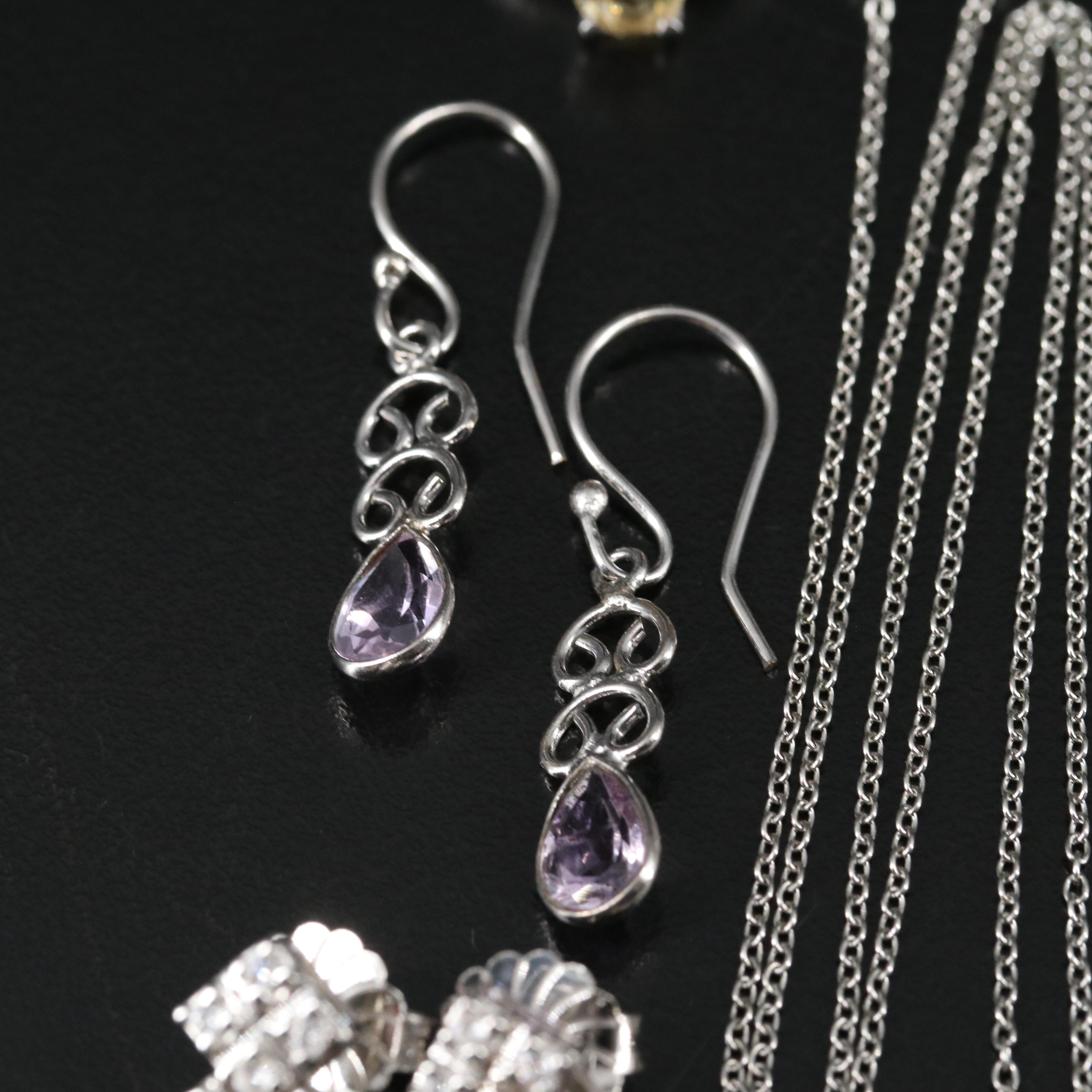 14 Assorted Sterling Silver Rings, Necklaces, Earrings, and Pendants