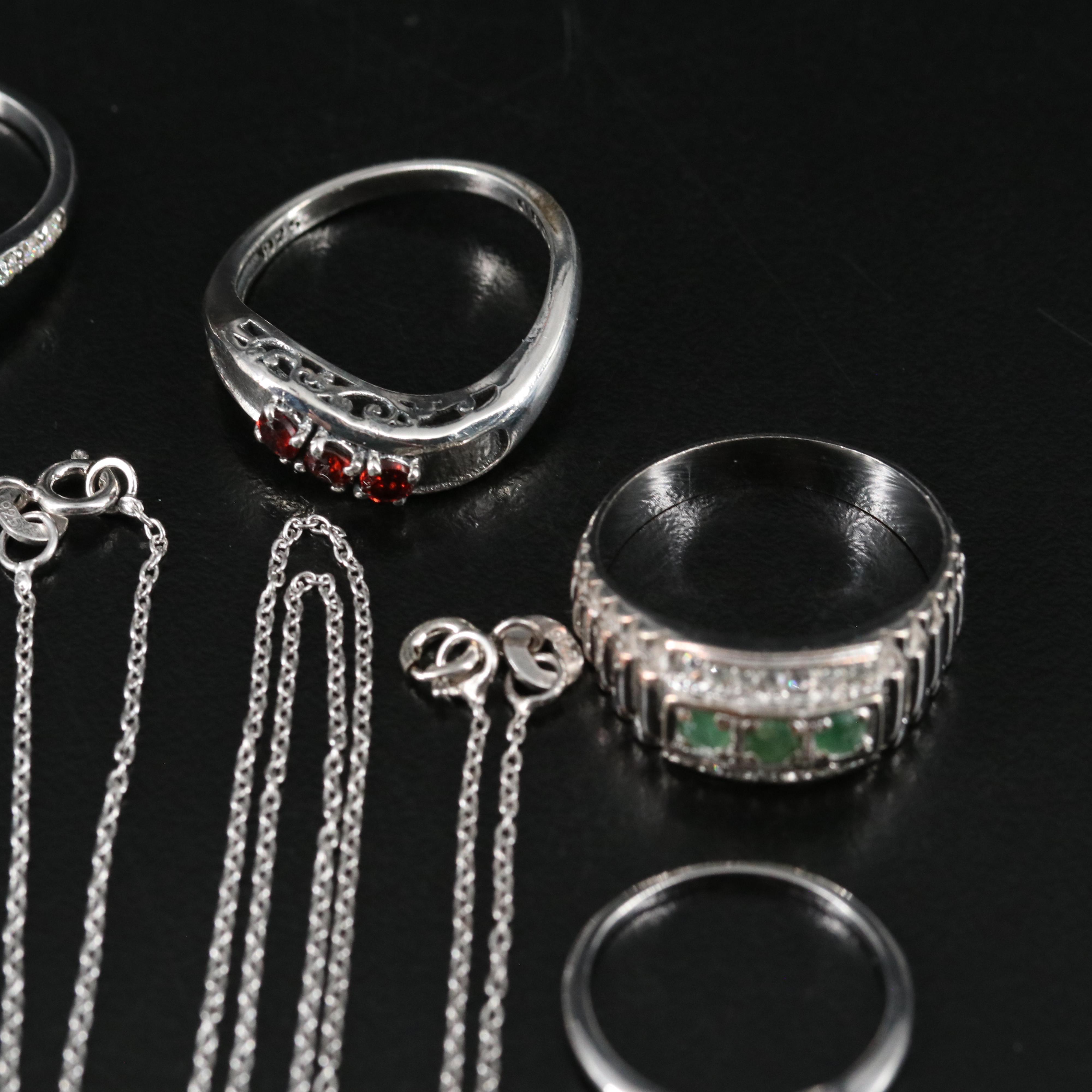 14 Assorted Sterling Silver Rings, Necklaces, Earrings, and Pendants