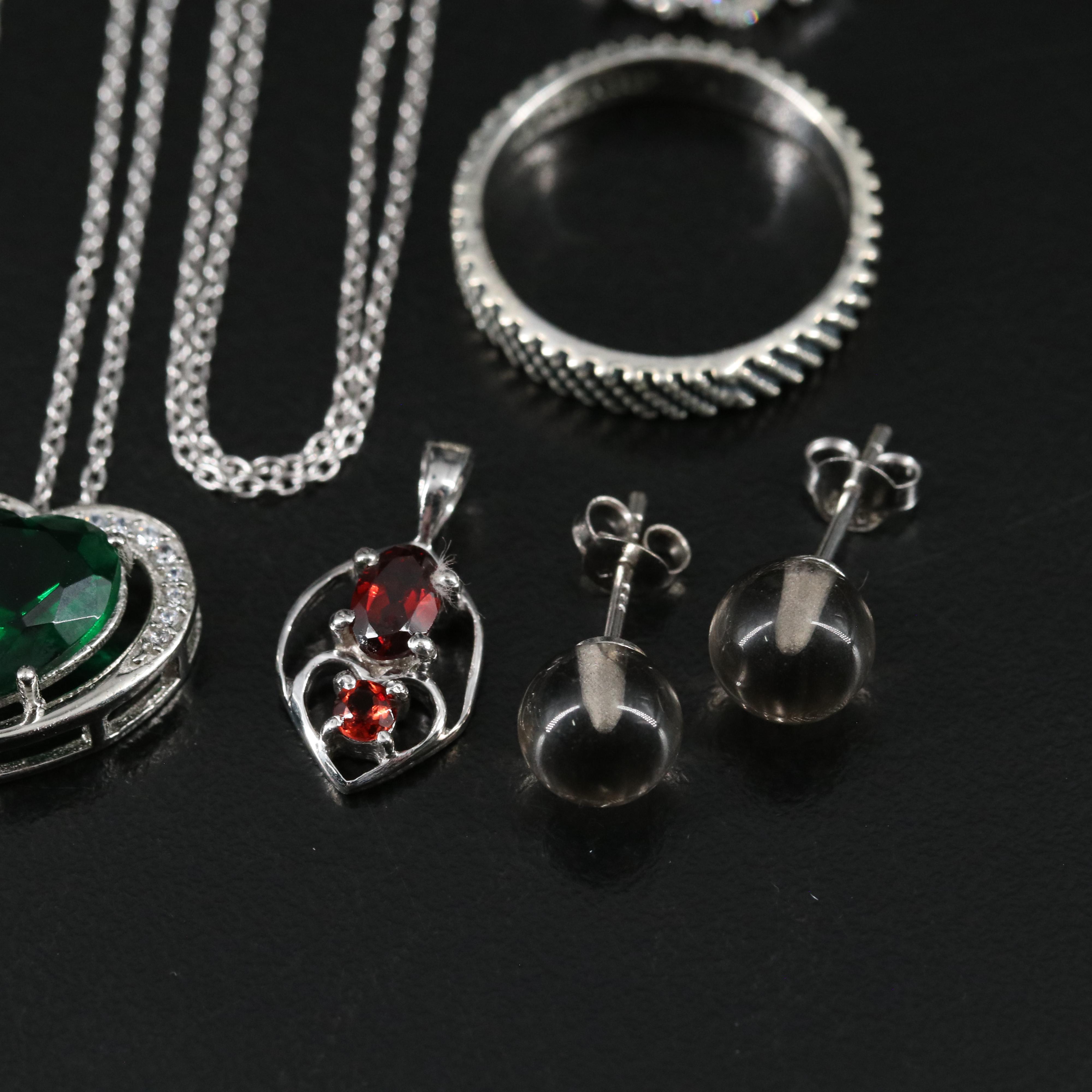 14 Assorted Sterling Silver Rings, Necklaces, Earrings, and Pendants