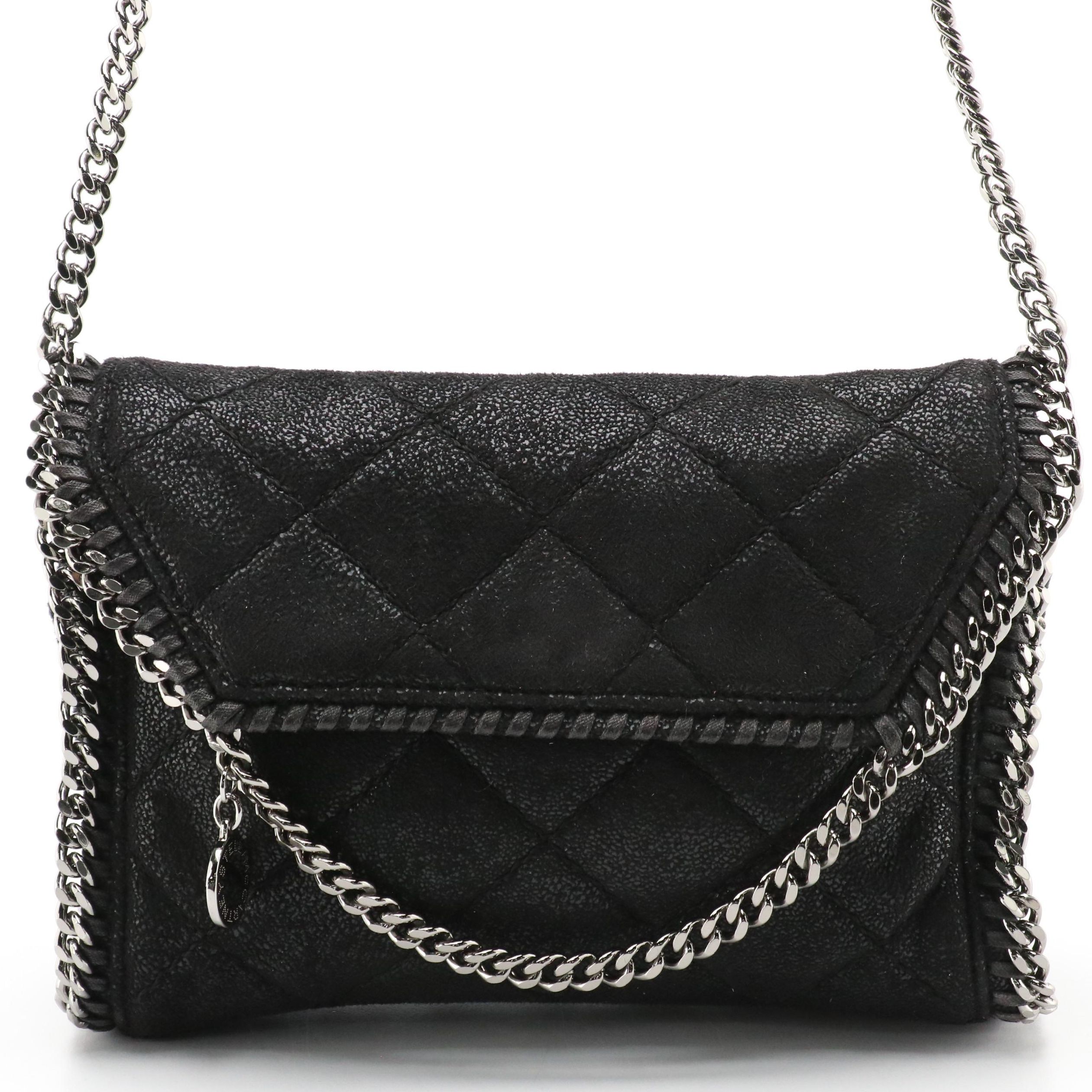 Stella McCartney Mini Falabella Crossbody in Black Shaggy Deer Faux Suede