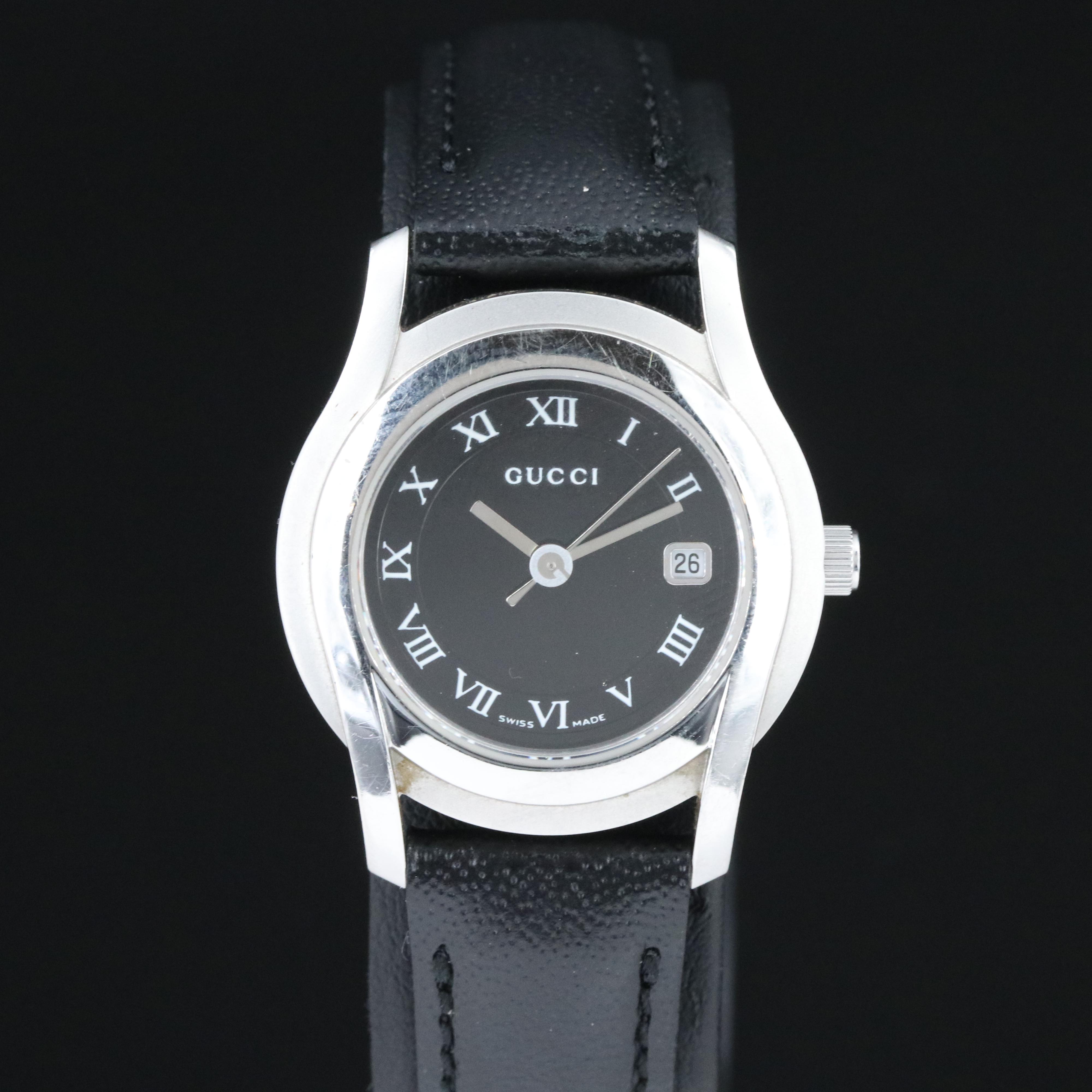 Gucci 5500L Black Dial 27mm Steel Quartz Watch
