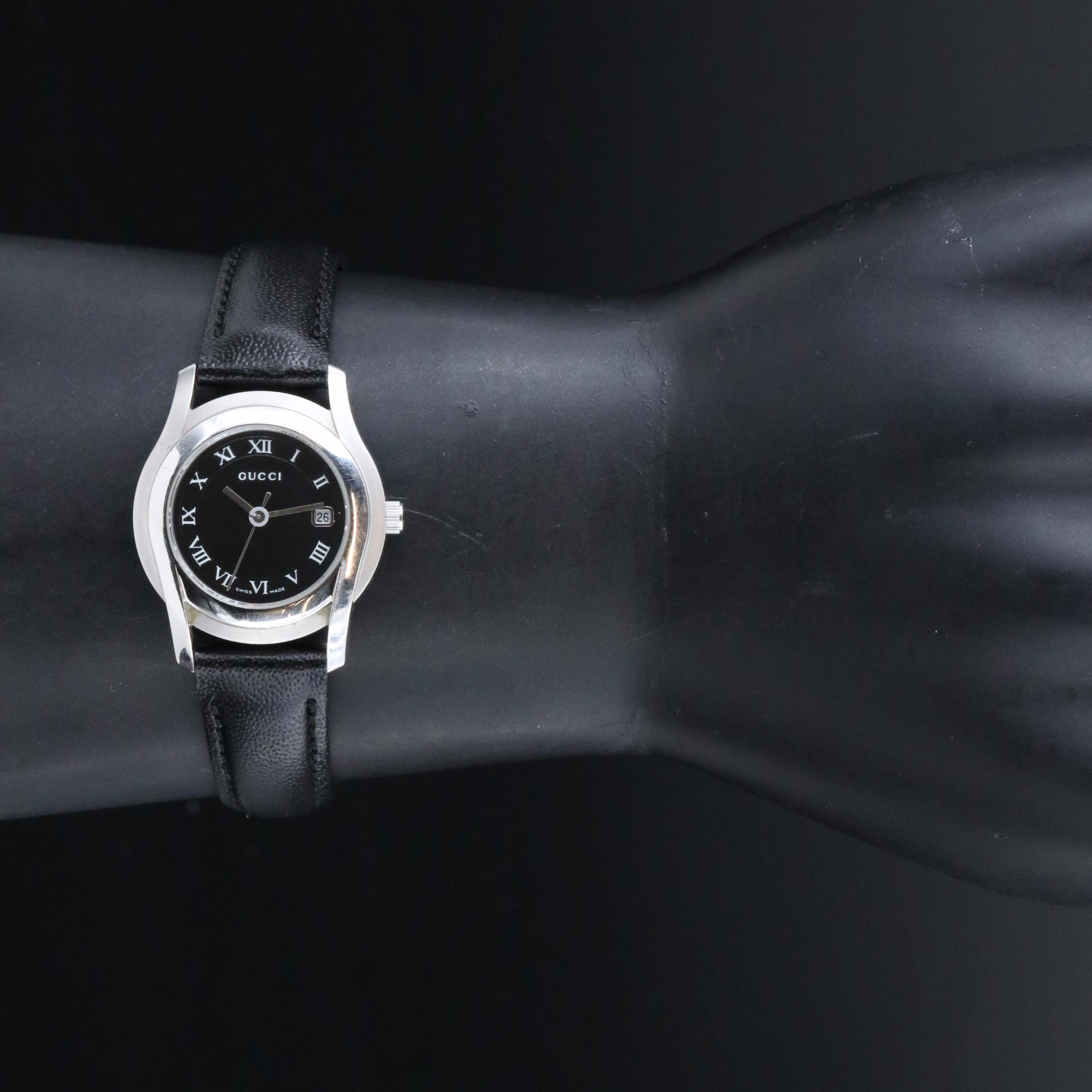 Gucci 5500L Black Dial 27mm Steel Quartz Watch