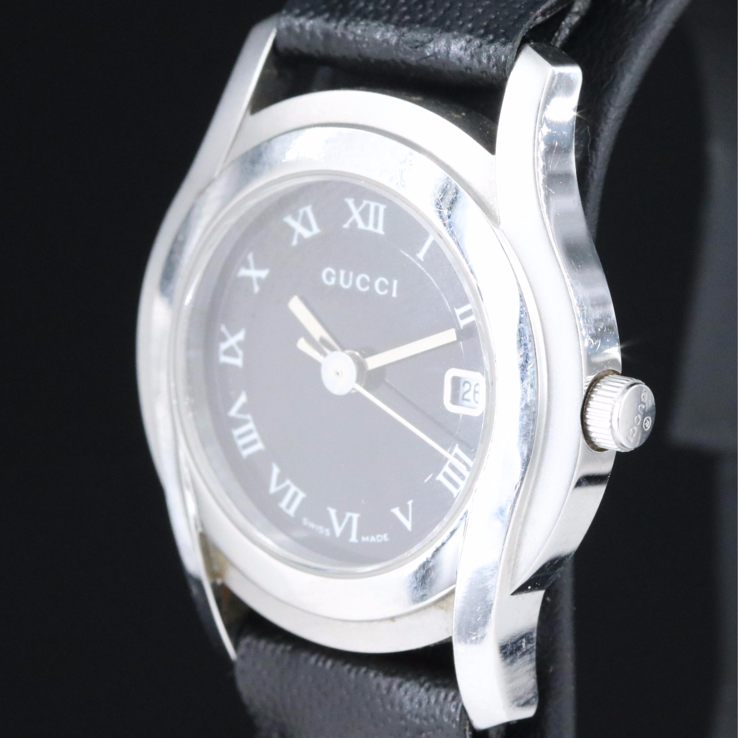 Gucci 5500L Black Dial 27mm Steel Quartz Watch