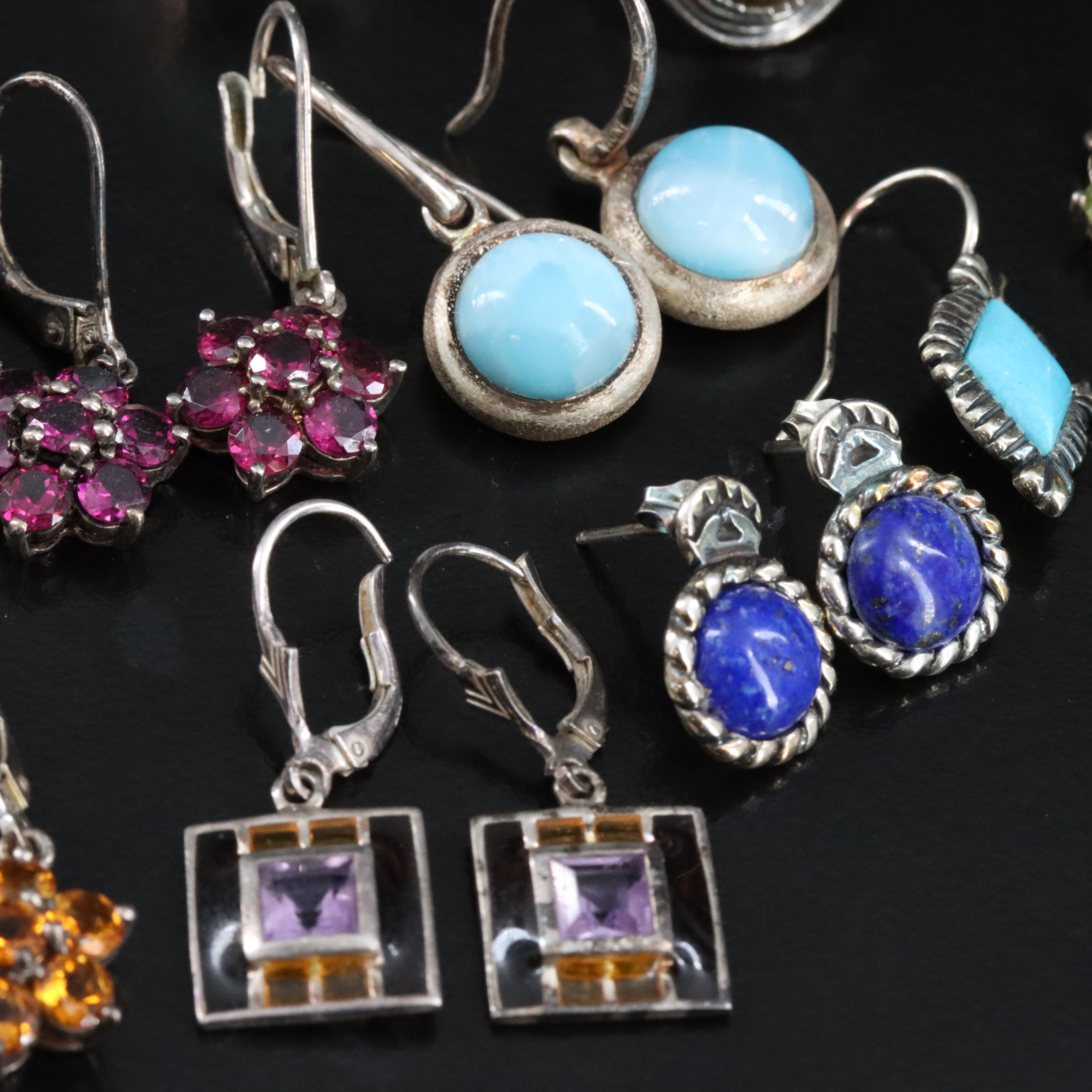 Sterling Gemstone Ring and Earring Collection