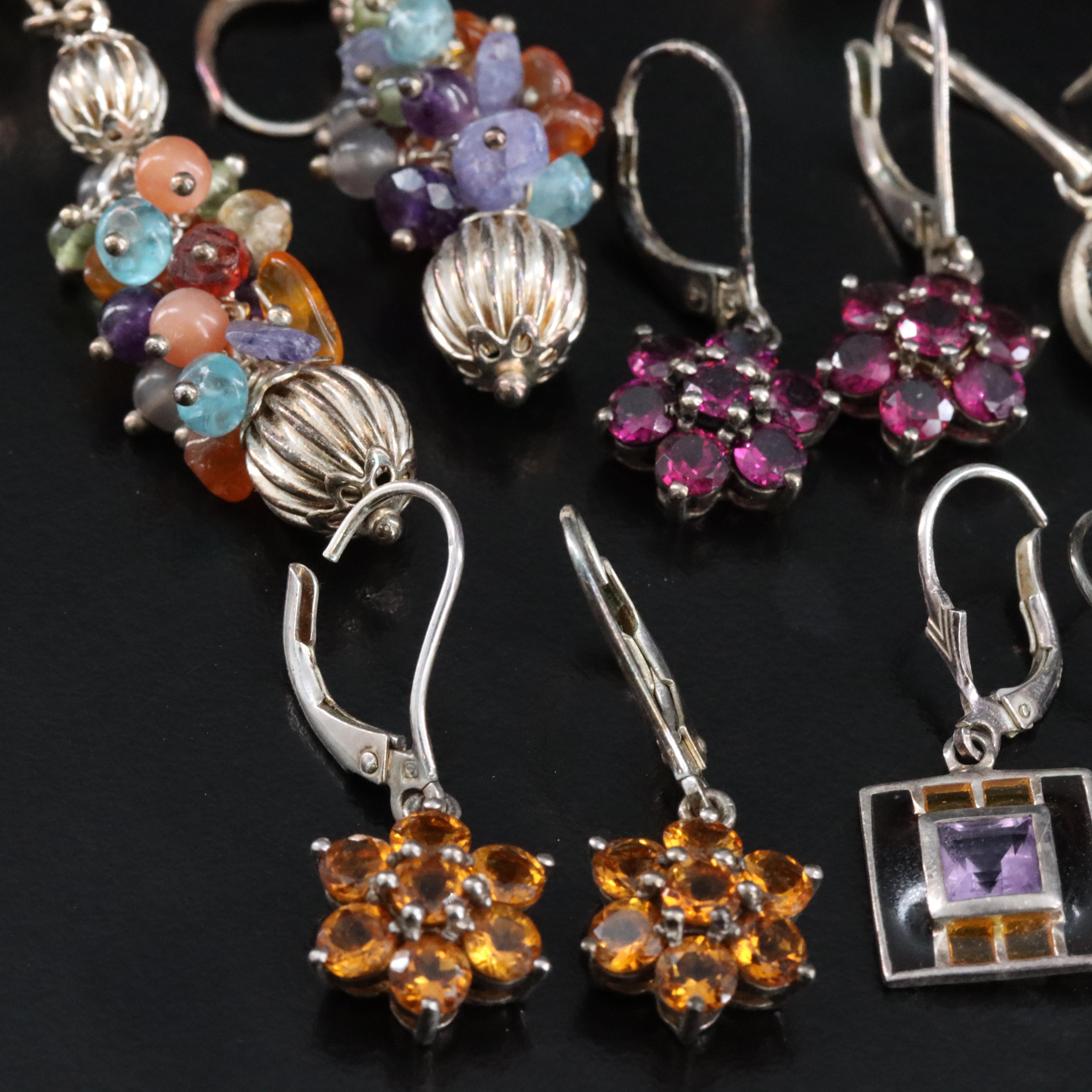 Sterling Gemstone Ring and Earring Collection