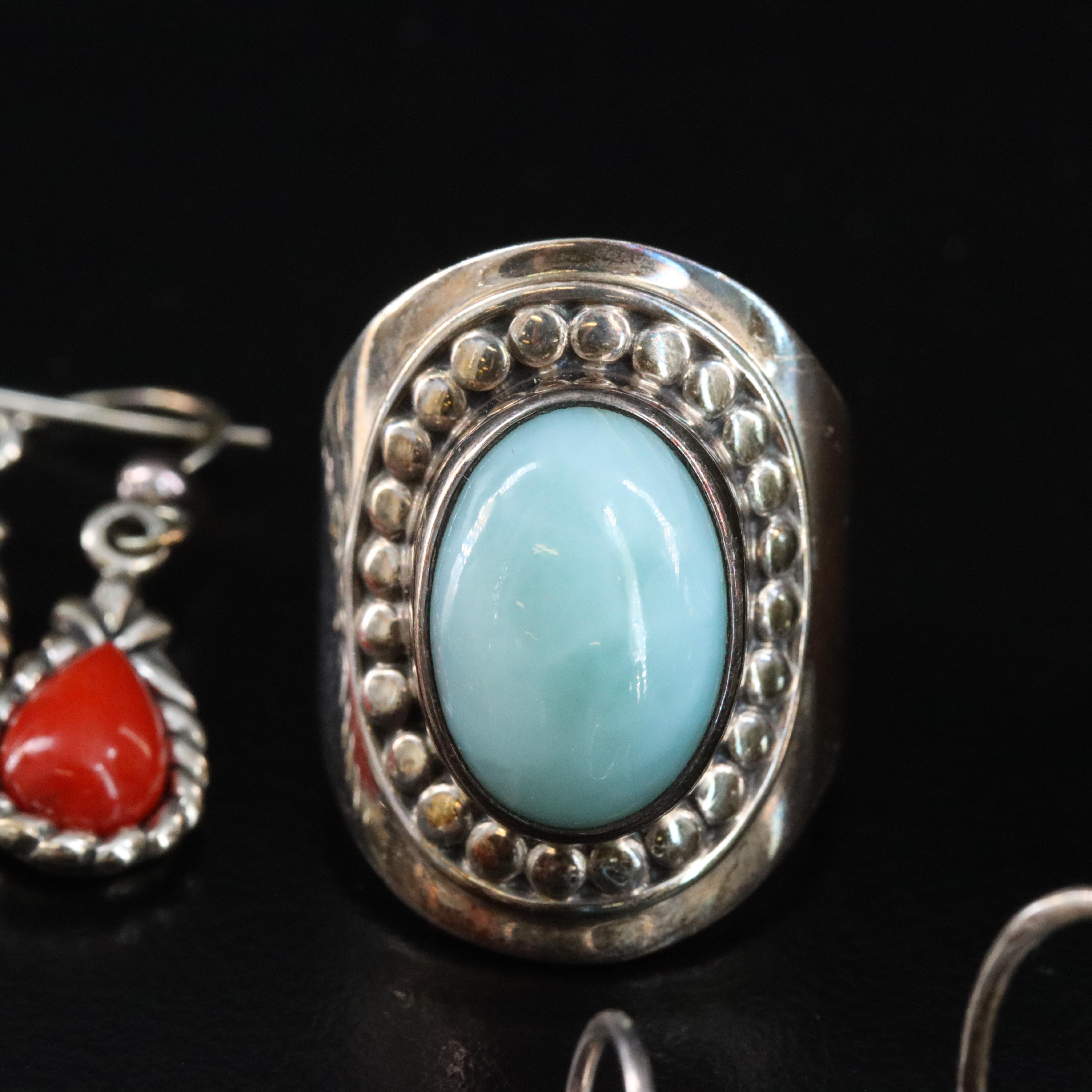 Sterling Gemstone Ring and Earring Collection