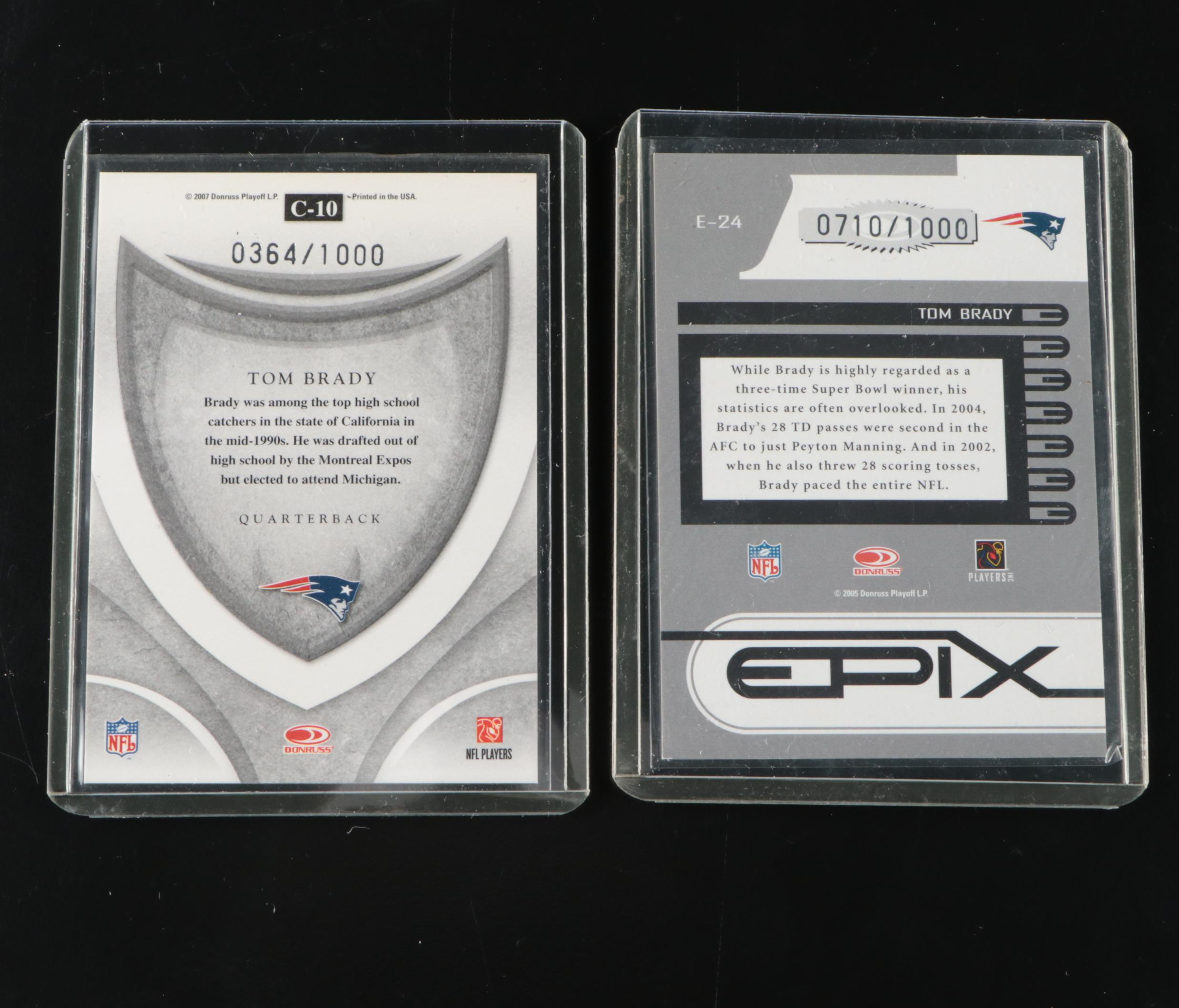 Score, Zenith, and Other Tom Brady New England Patriots Serial Numbered Cards