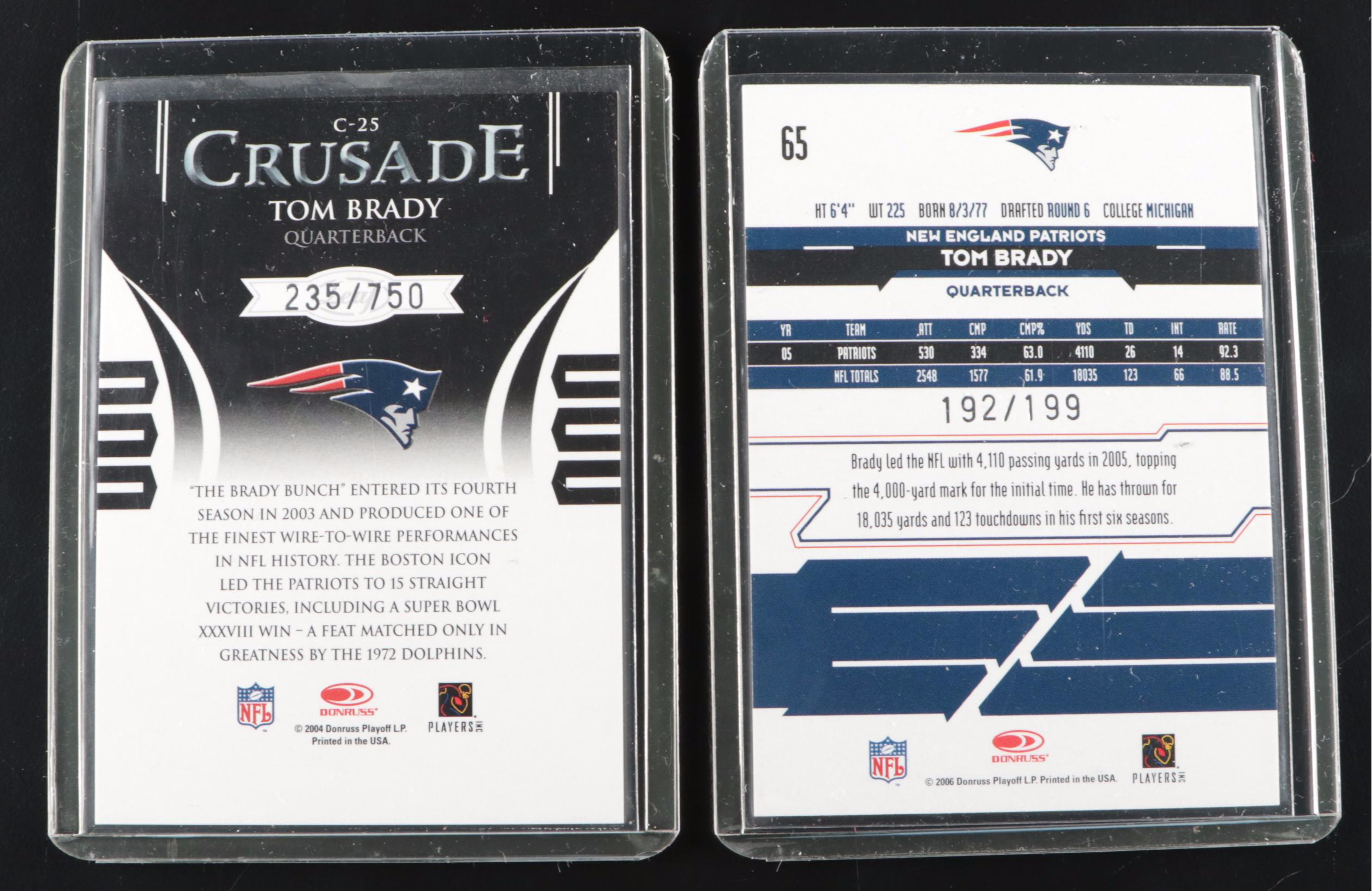 Score, Zenith, and Other Tom Brady New England Patriots Serial Numbered Cards