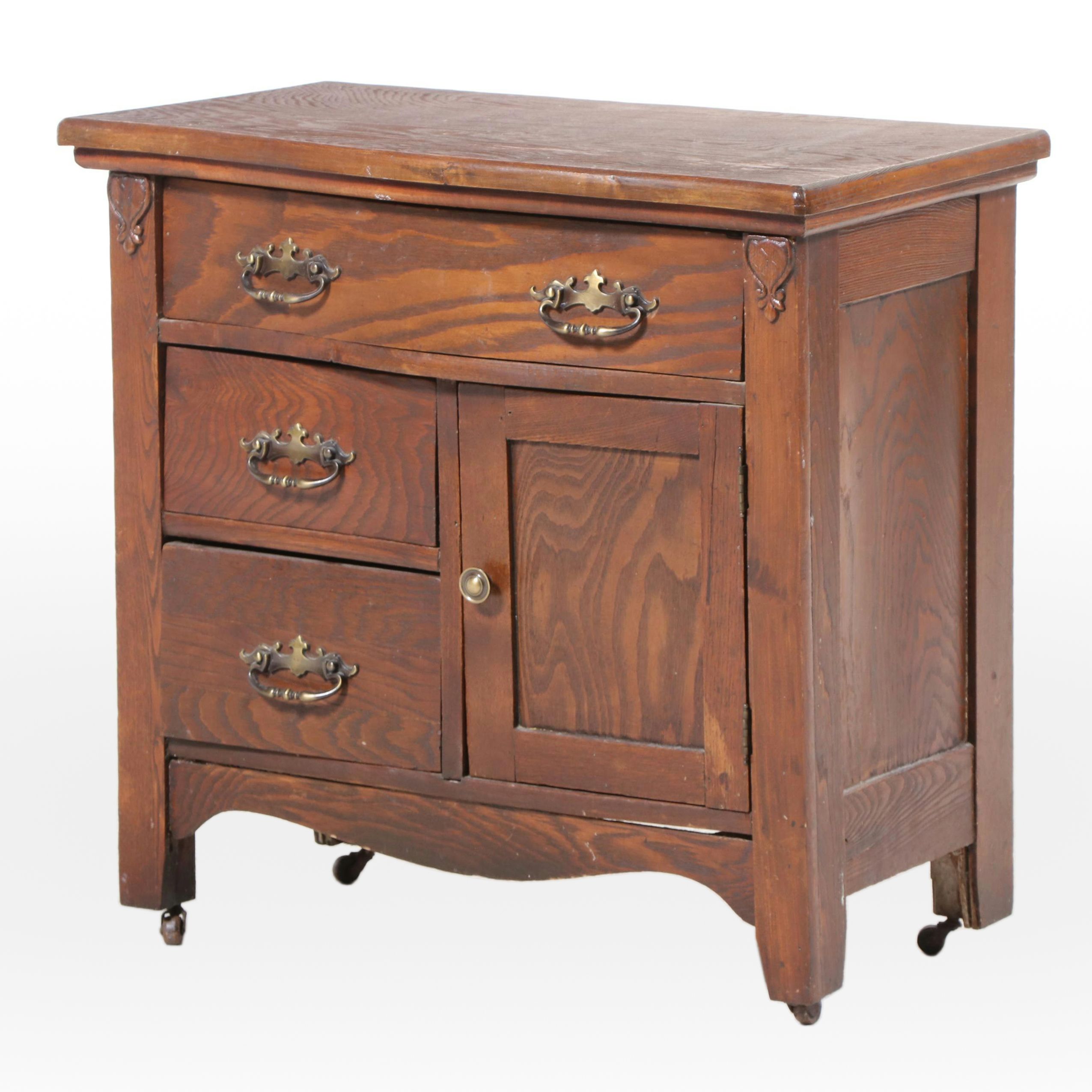 Late Victorian Ash Bowfront Washstand, Circa 1900