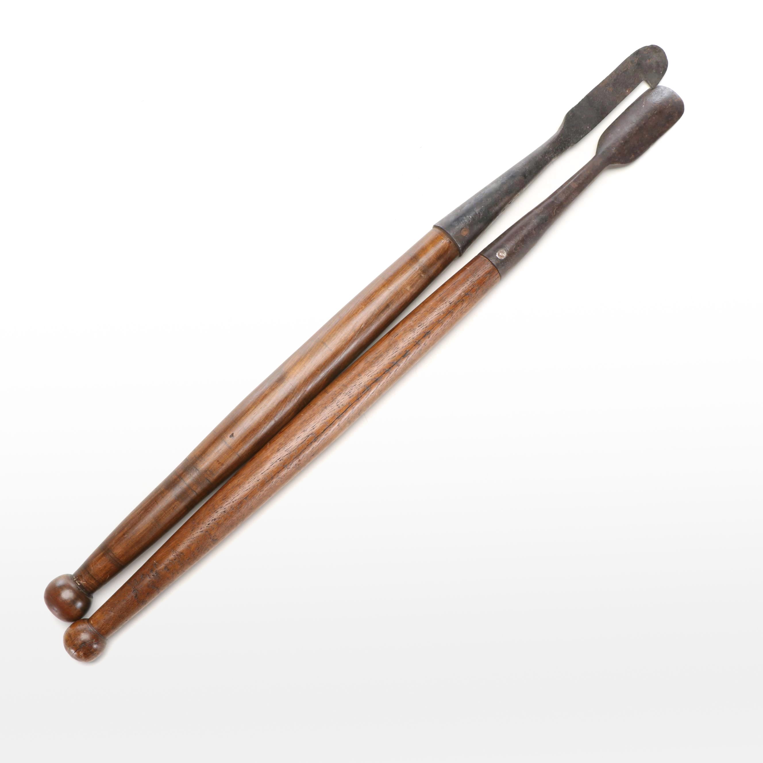 Carved Wood and Cast Iron Bark Spuds