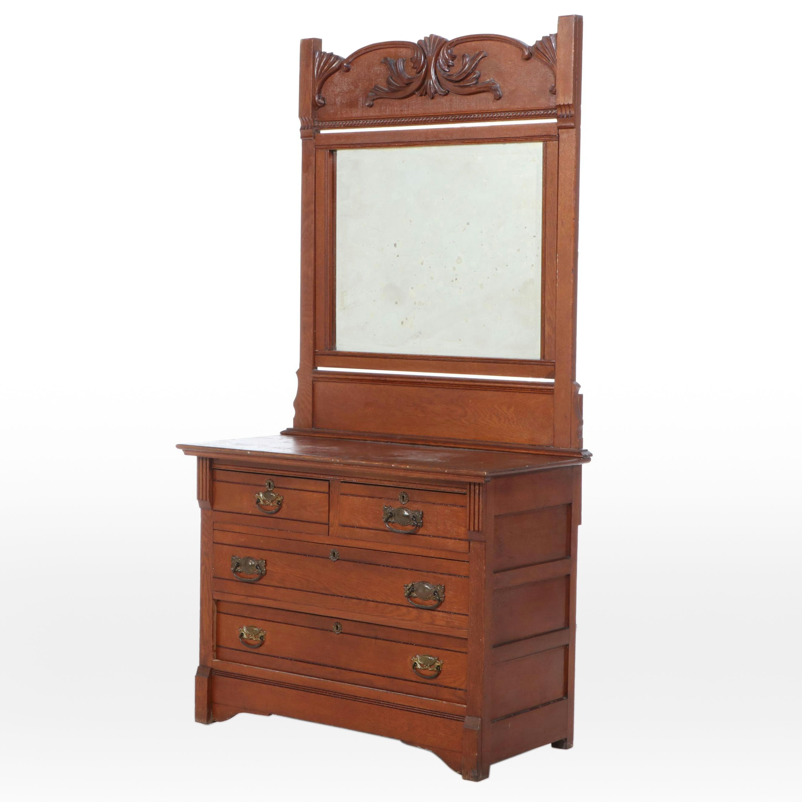 Late Victorian Oak Four-Drawer Dresser, Circa 1900