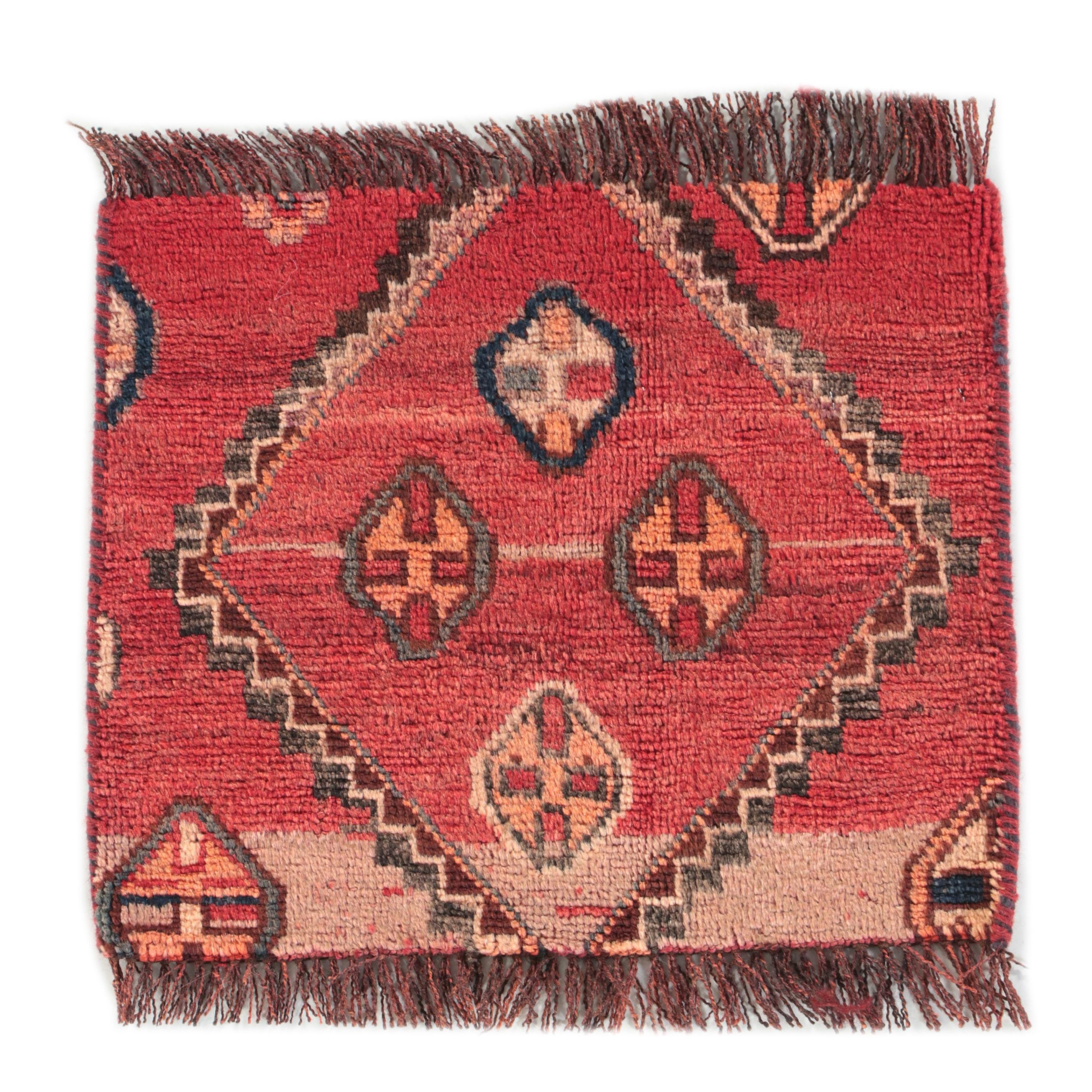 1'9 x 1'9 Hand-Knotted Afghan Remnant Accent Rug
