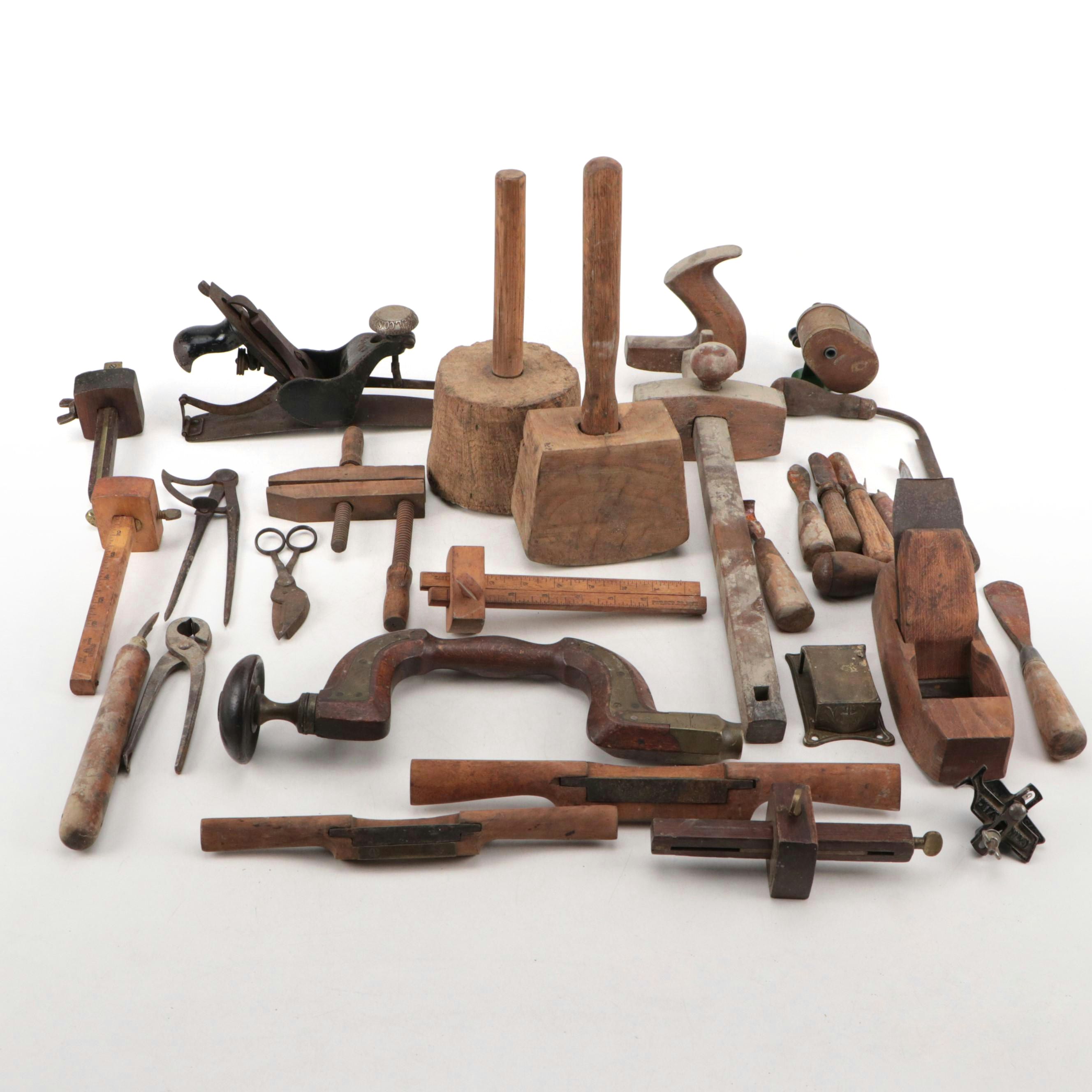 Mallets, Chisels, Hand Plane, Clamp, Draw Knife and More Woodworking Tools