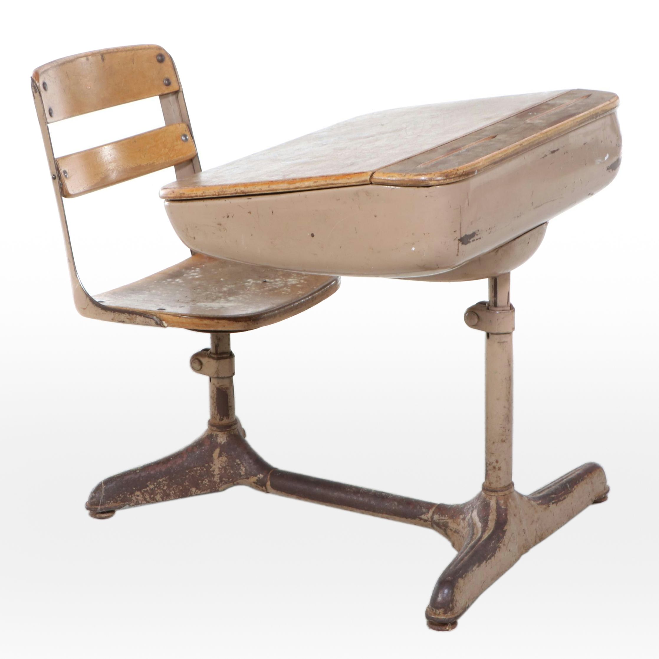 American Seating Company "Universal" Steel & Maple Child's School Desk w/ Chair