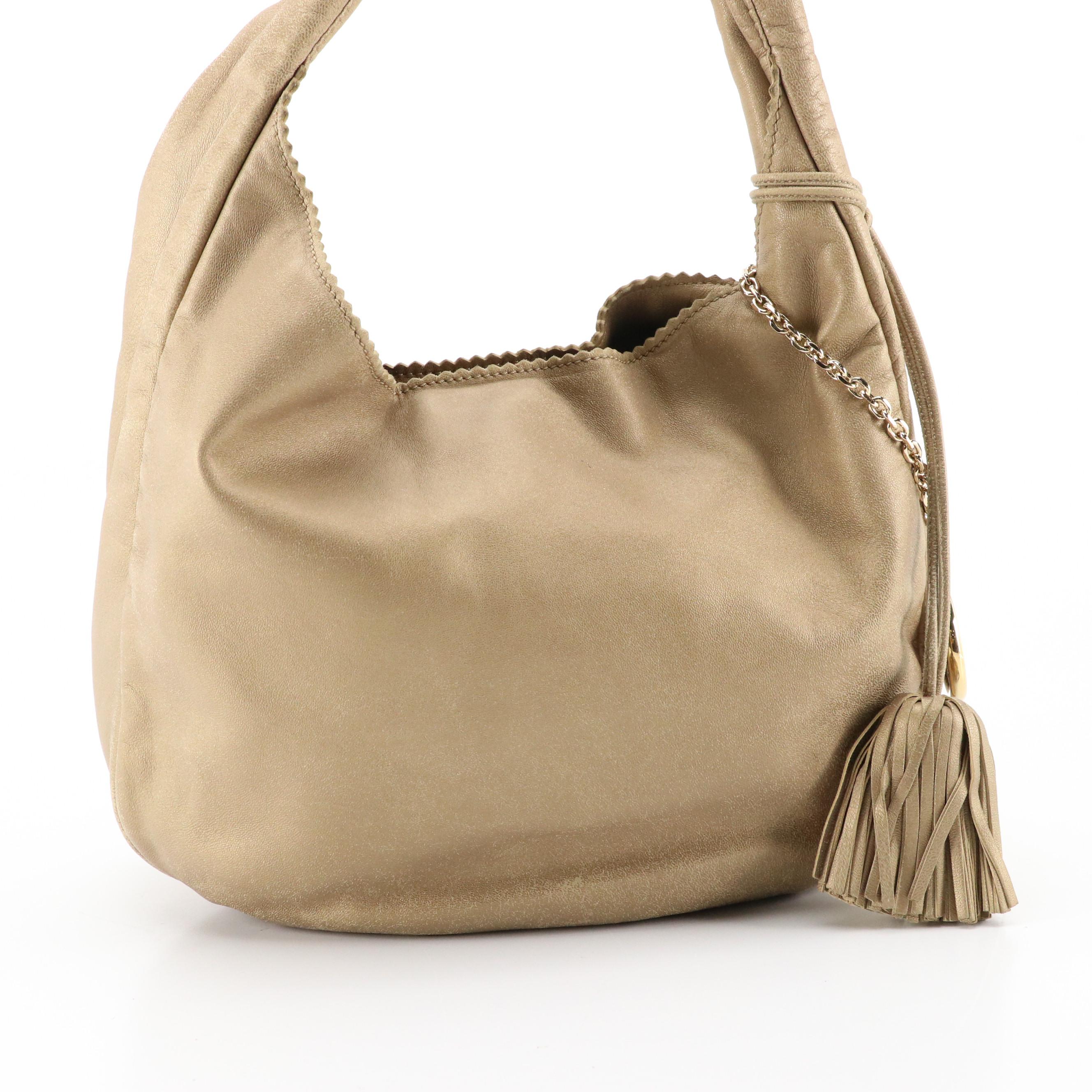 Loewe Hobo Shoulder Bag in Metallic Bronze Lambskin Leather