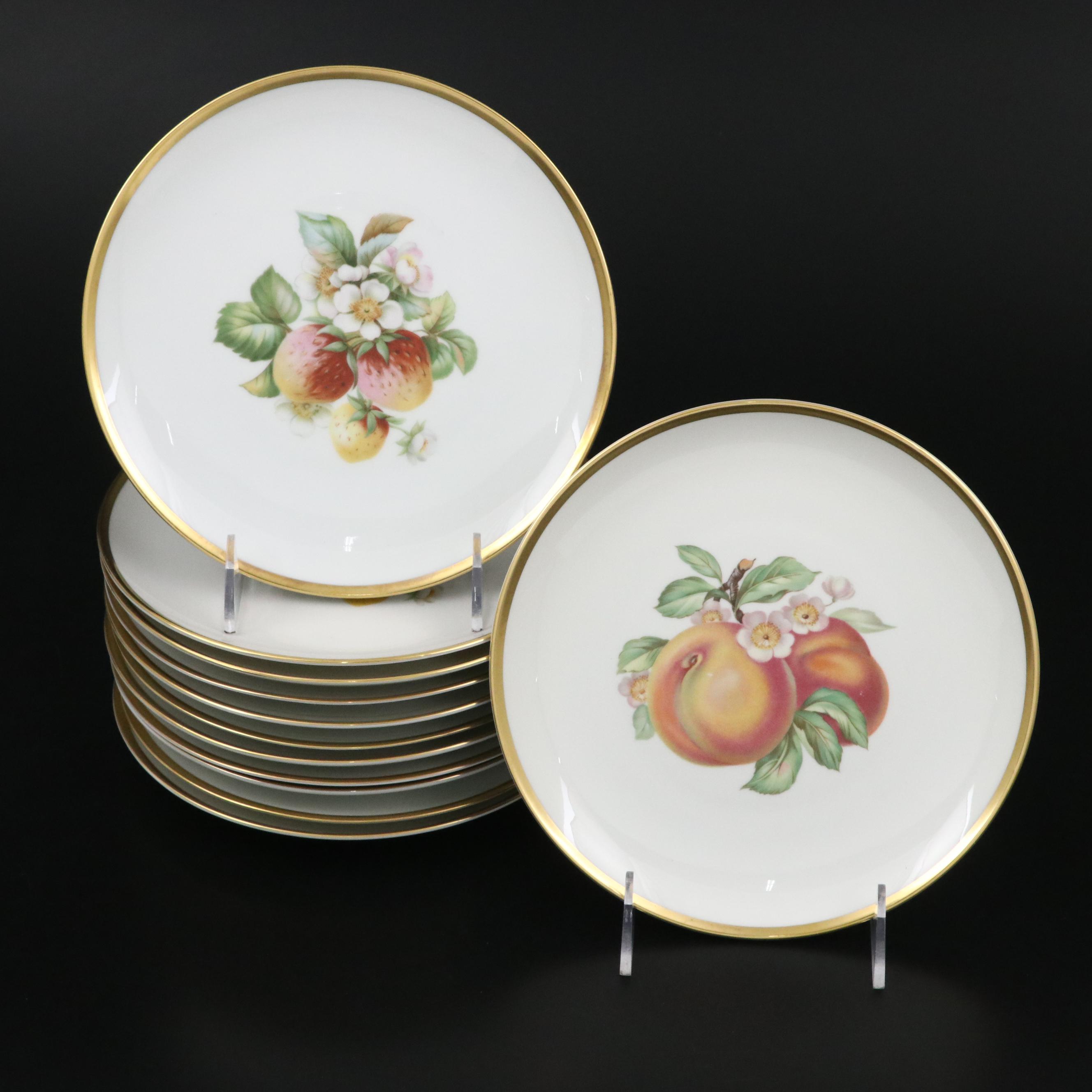 Hutschenreuther Pasco "Fruit" Porcelain Salad Plates, Mid to Late 20th Century