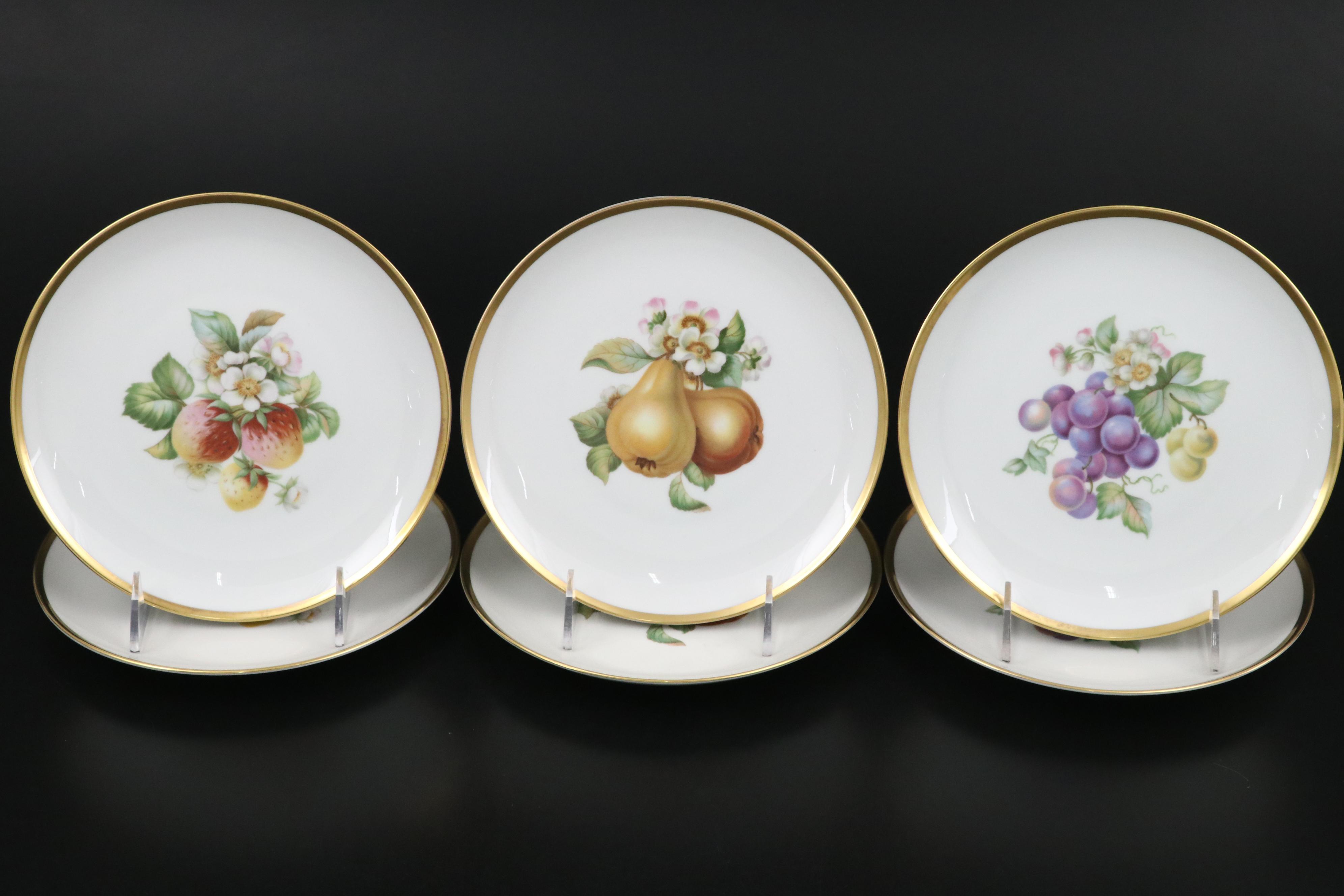 Hutschenreuther Pasco "Fruit" Porcelain Salad Plates, Mid to Late 20th Century