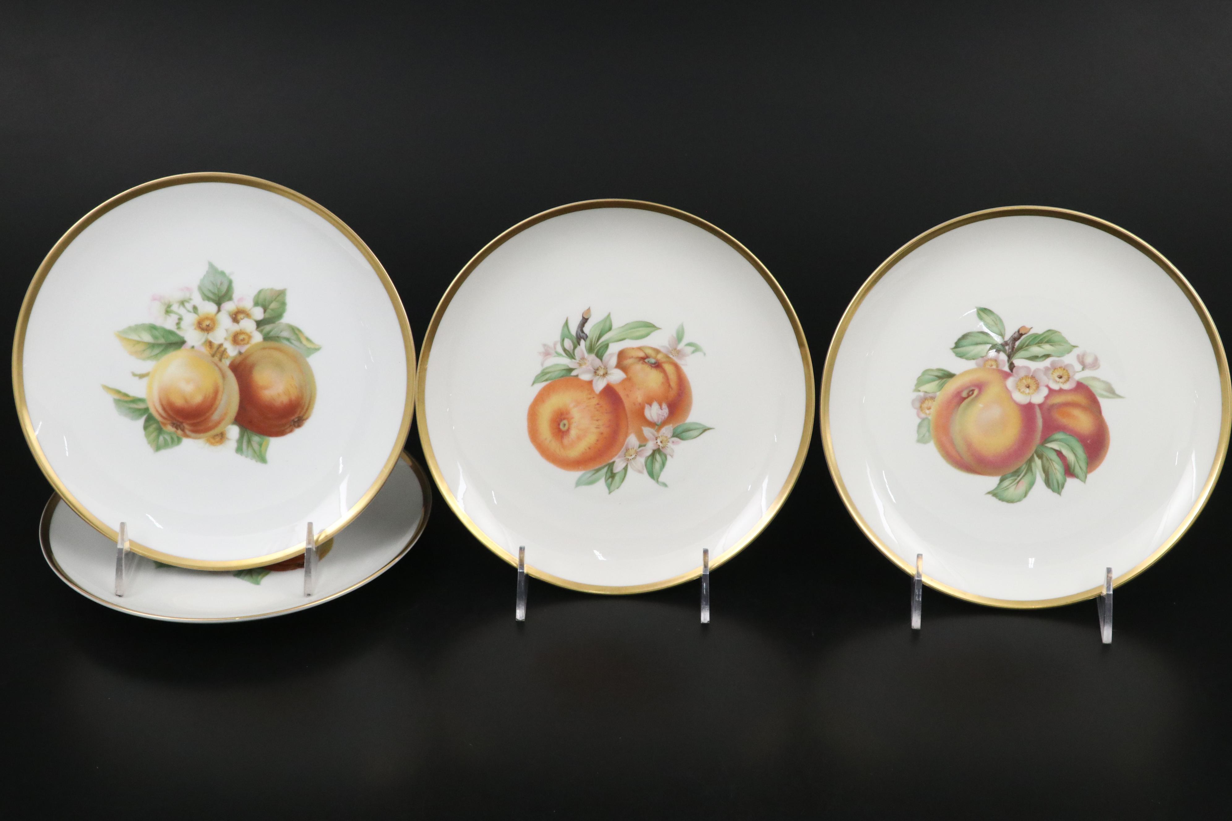 Hutschenreuther Pasco "Fruit" Porcelain Salad Plates, Mid to Late 20th Century