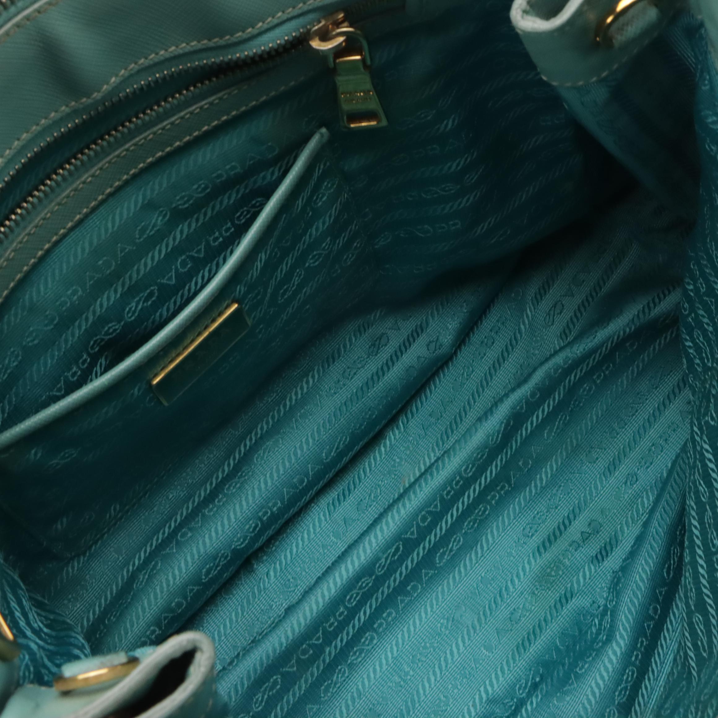 Prada Medium Galleria Double Zip Two-Way Bag in Blue Saffiano Lux Leather