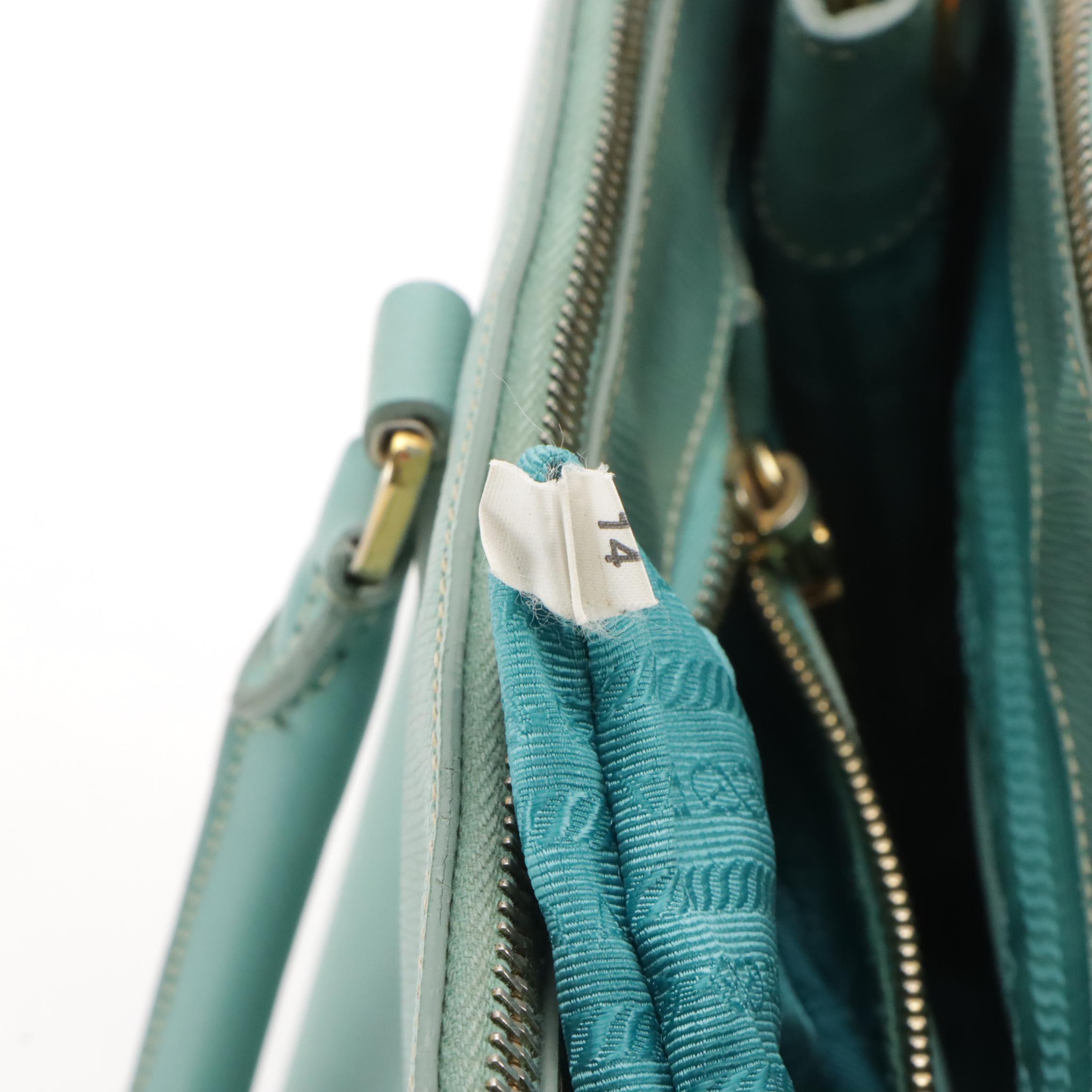 Prada Medium Galleria Double Zip Two-Way Bag in Blue Saffiano Lux Leather