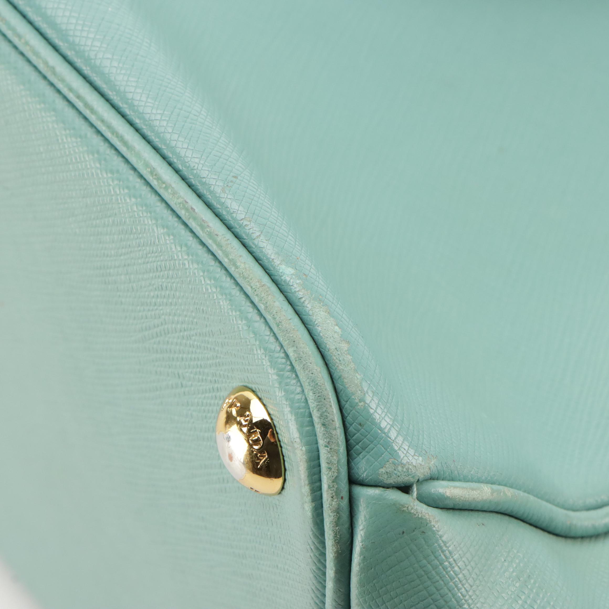 Prada Medium Galleria Double Zip Two-Way Bag in Blue Saffiano Lux Leather