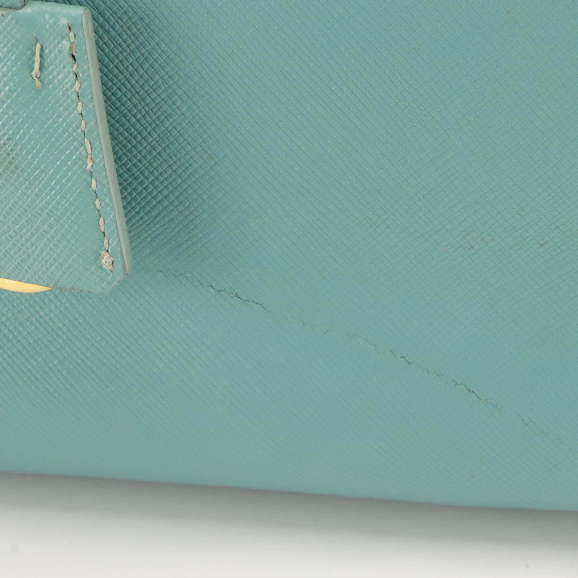 Prada Medium Galleria Double Zip Two-Way Bag in Blue Saffiano Lux Leather