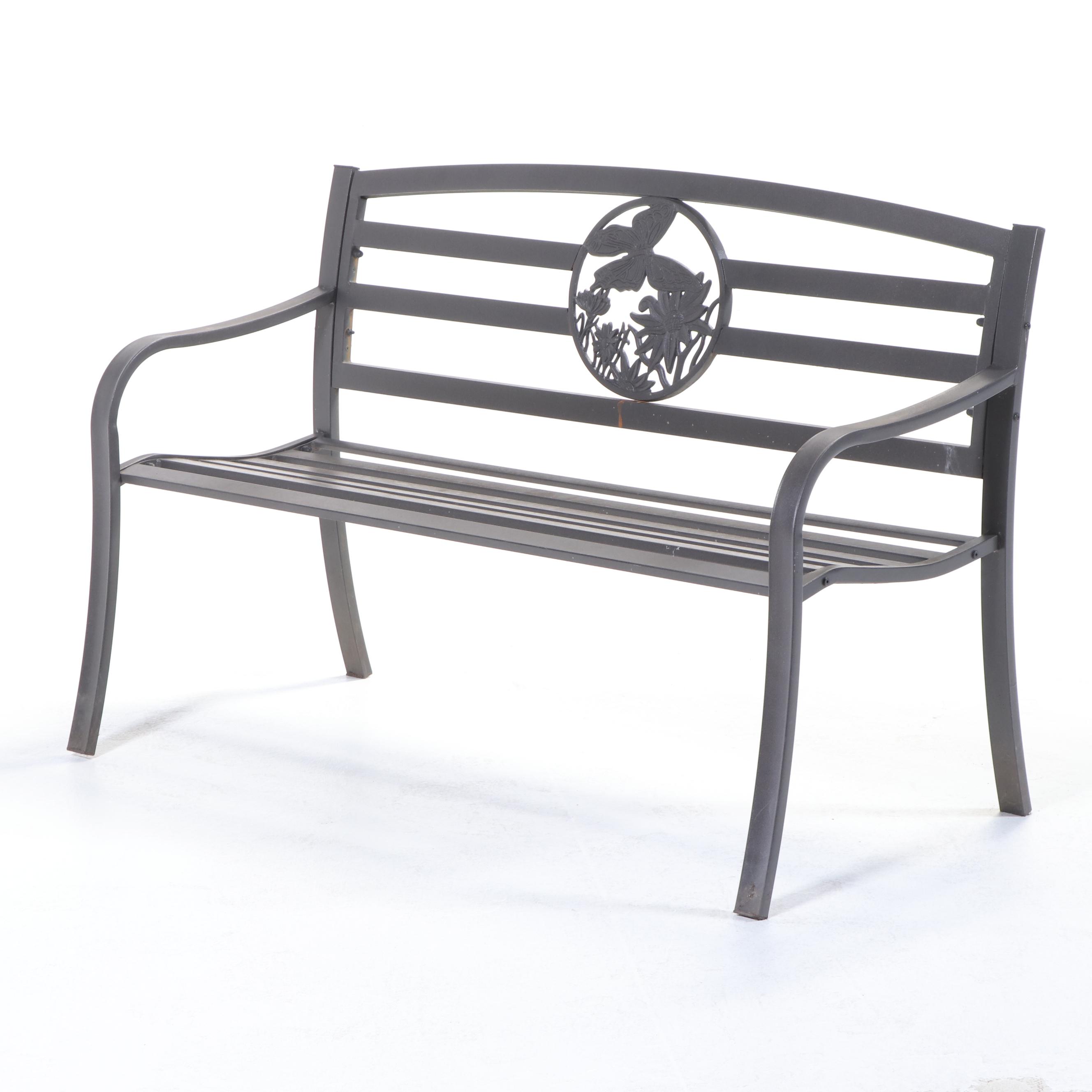 Contemporary Powder-Coated Metal Garden Bench