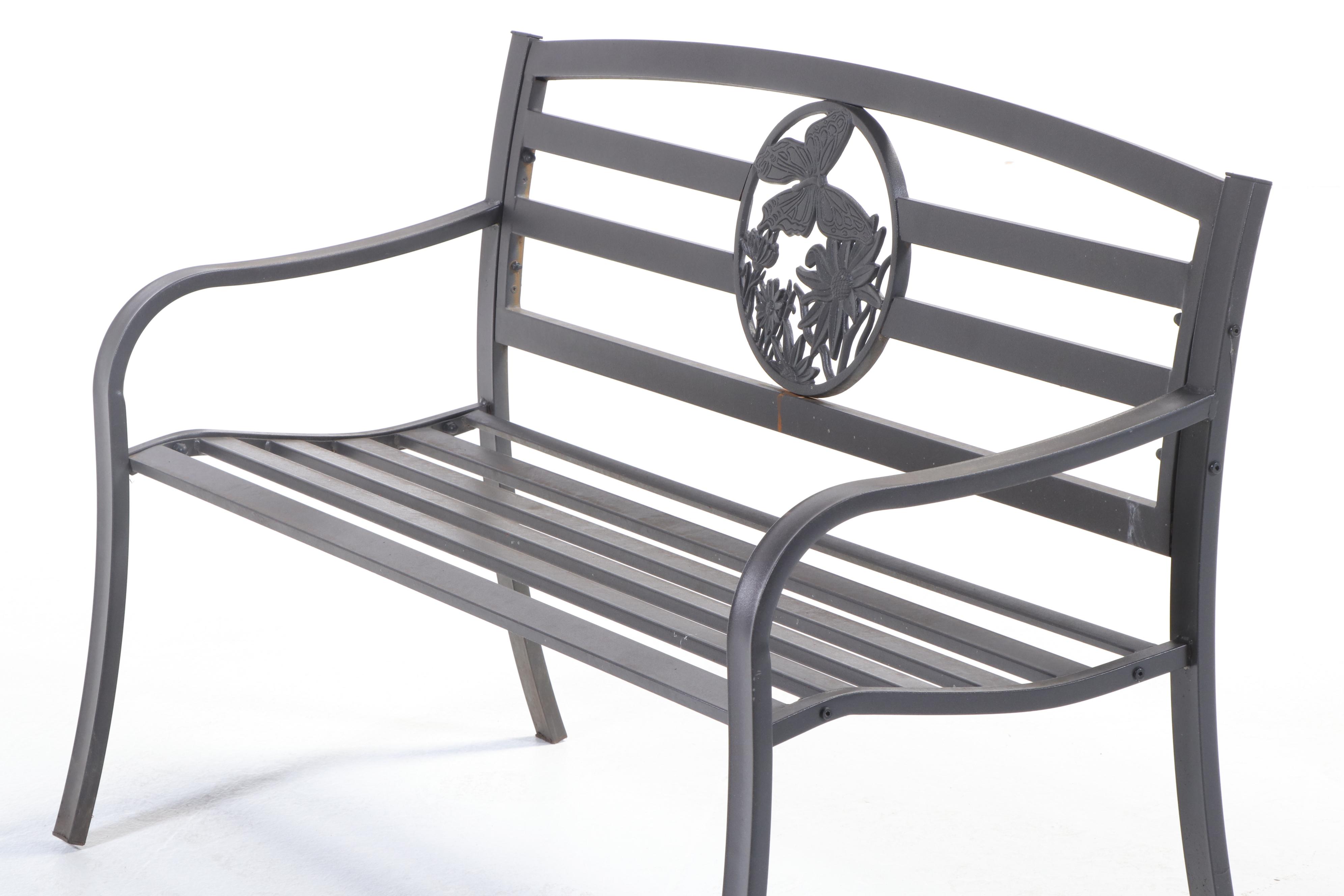 Contemporary Powder-Coated Metal Garden Bench