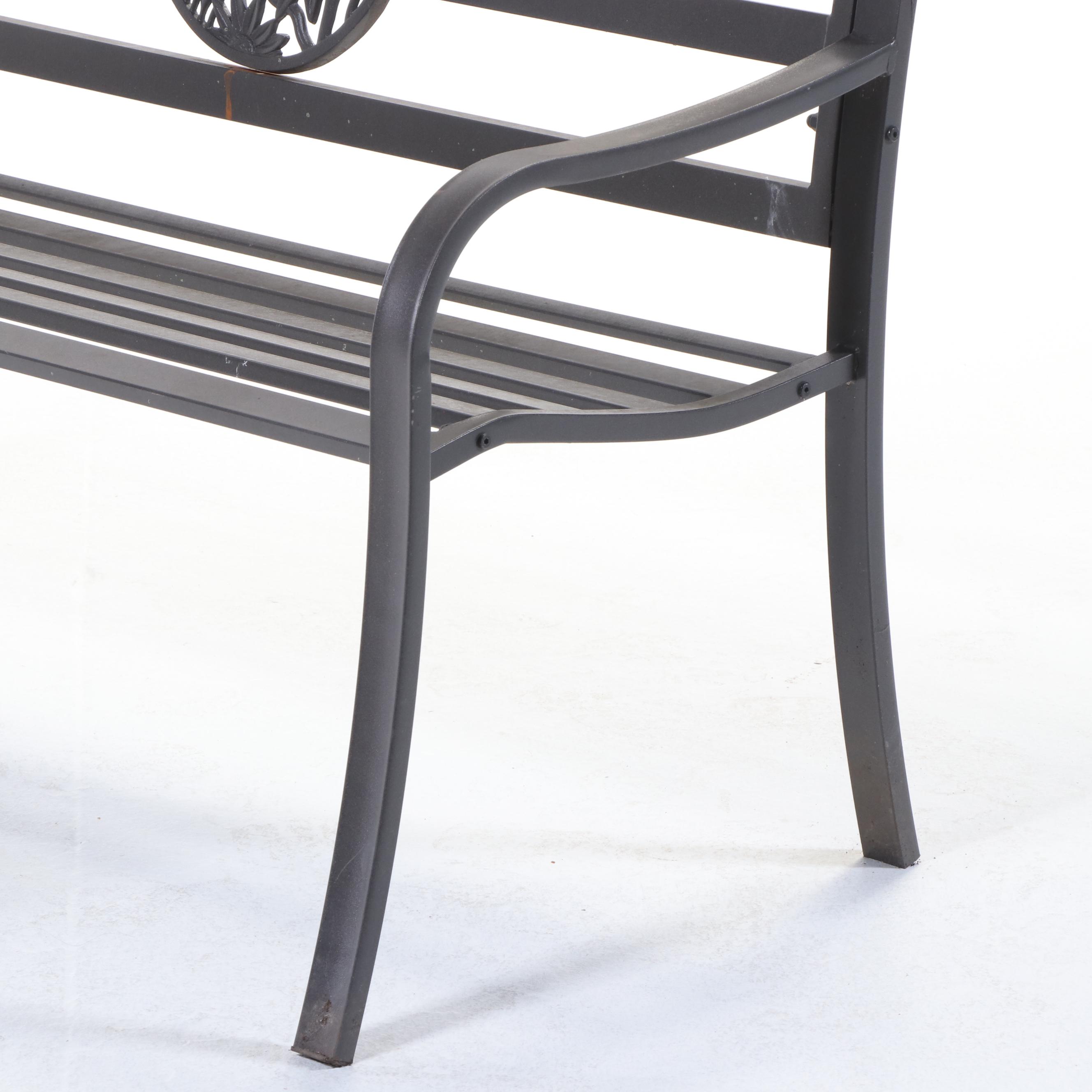 Contemporary Powder-Coated Metal Garden Bench