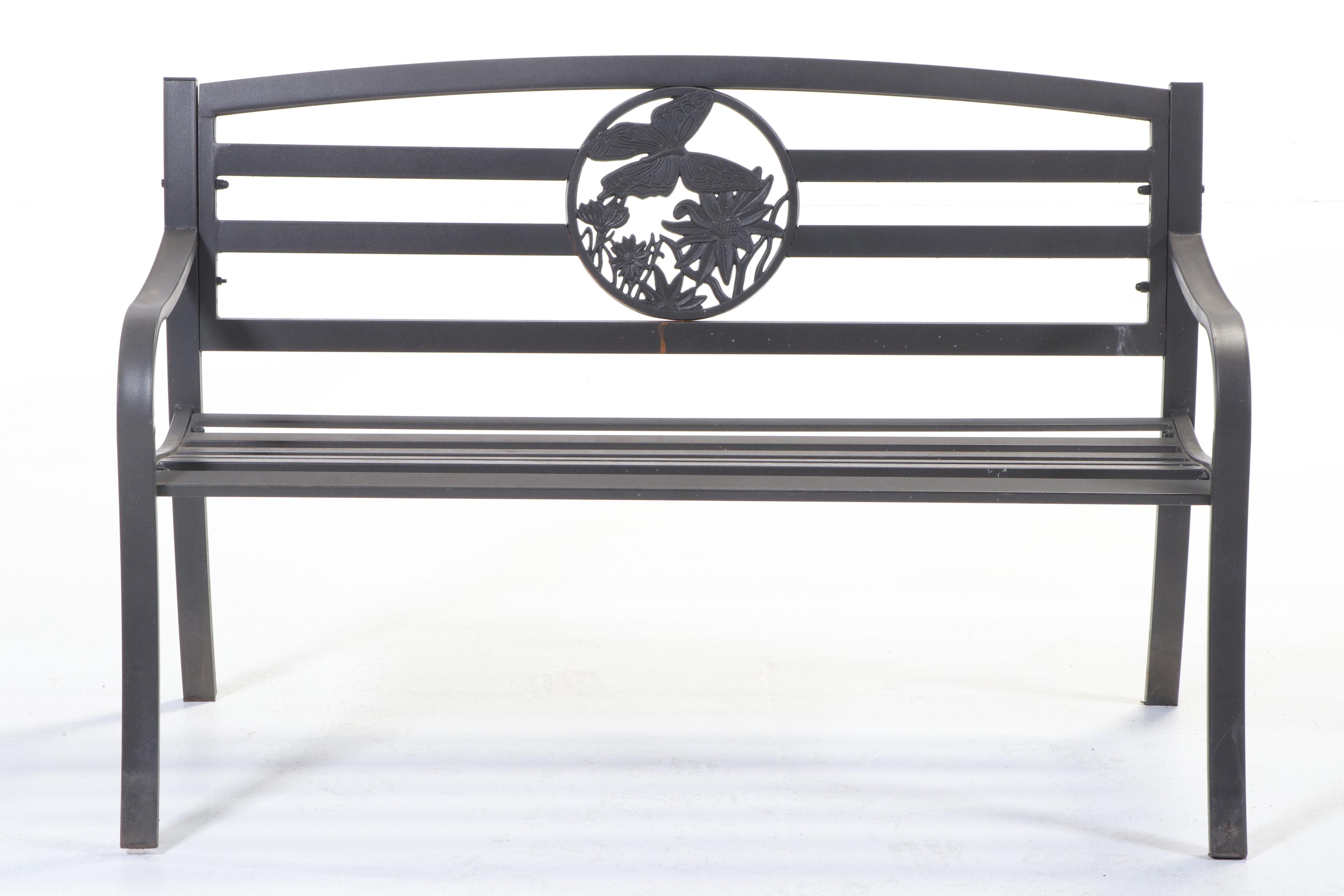 Contemporary Powder-Coated Metal Garden Bench