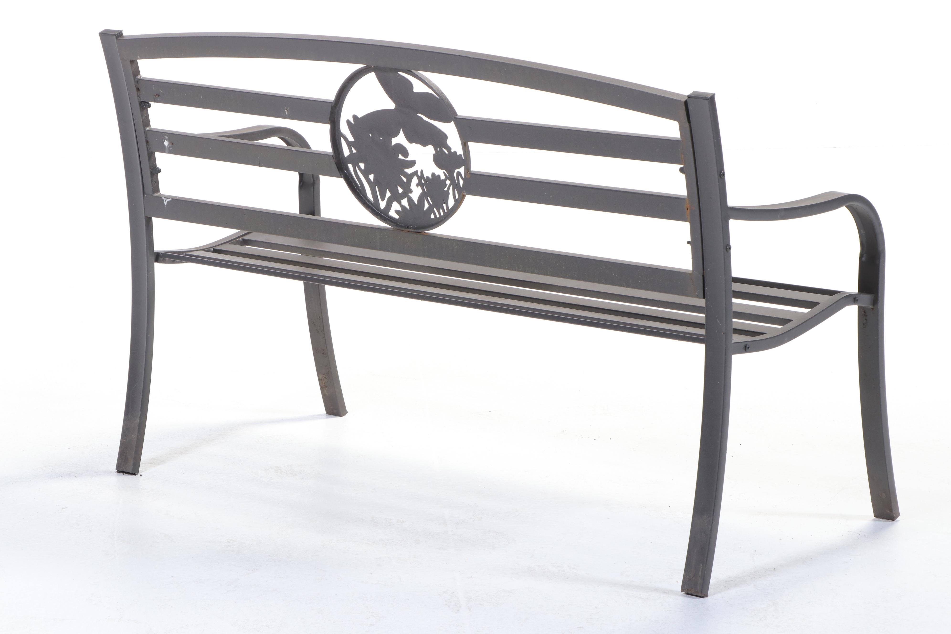 Contemporary Powder-Coated Metal Garden Bench