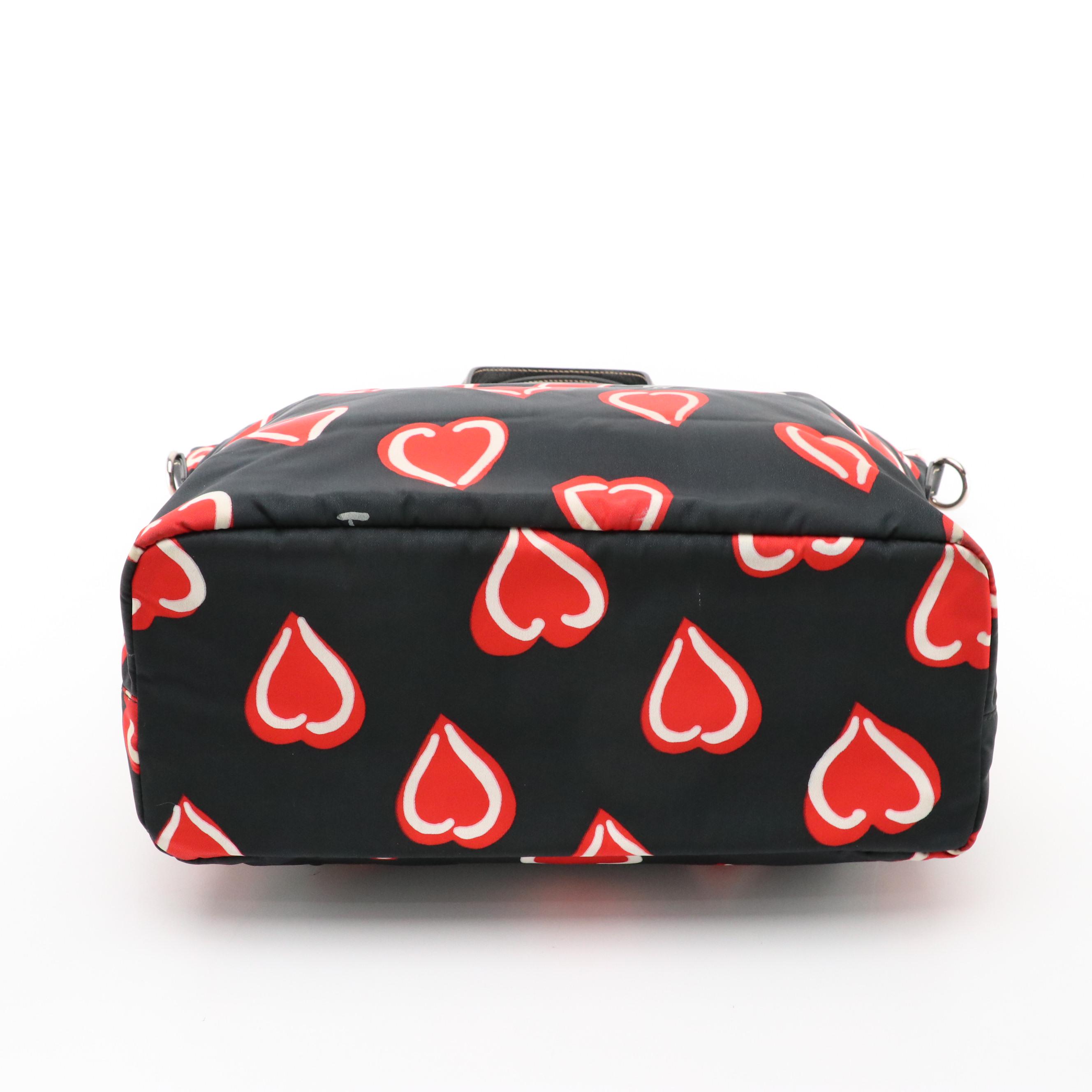 Prada Heart Printed Tessuto Nylon Top Handle Tote