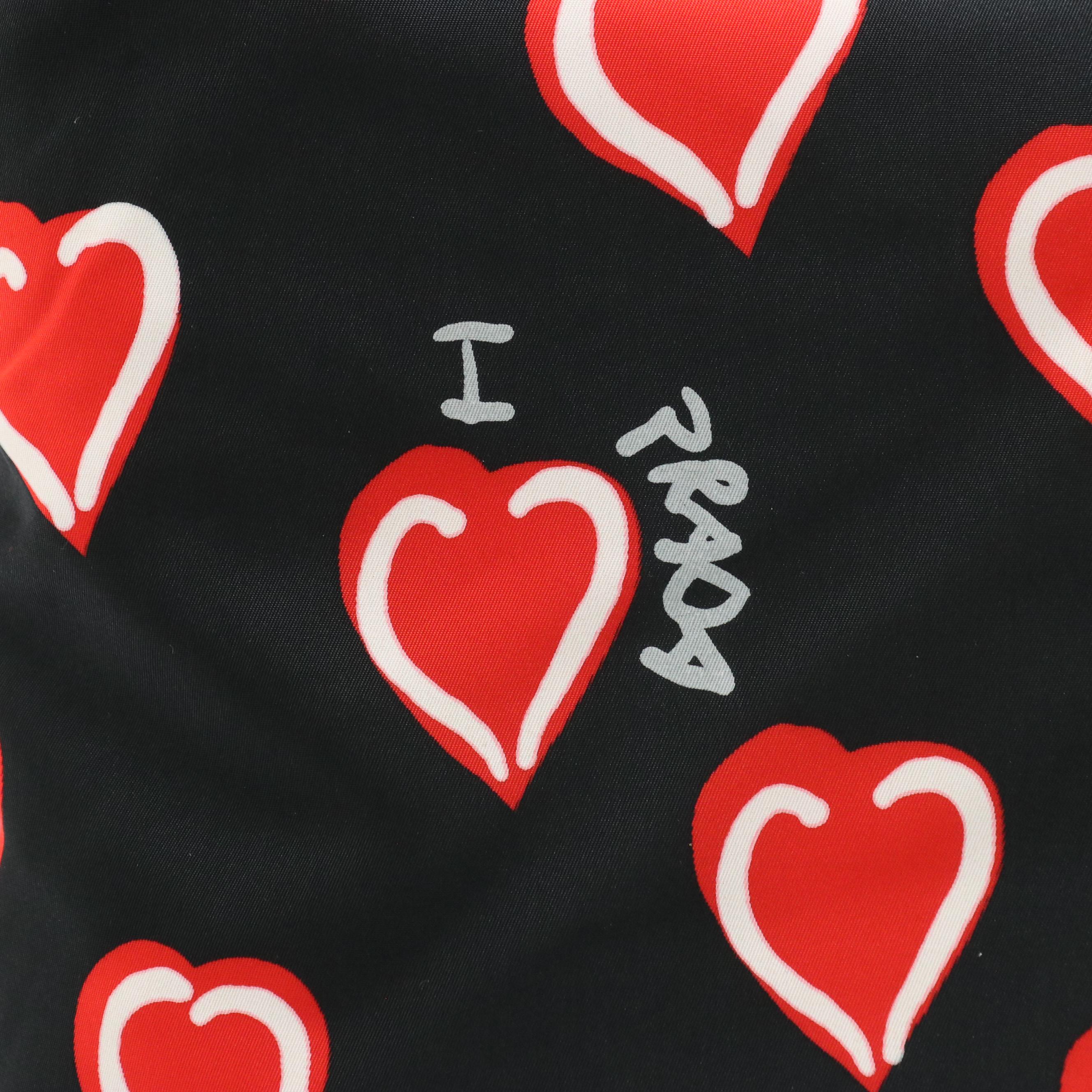 Prada Heart Printed Tessuto Nylon Top Handle Tote
