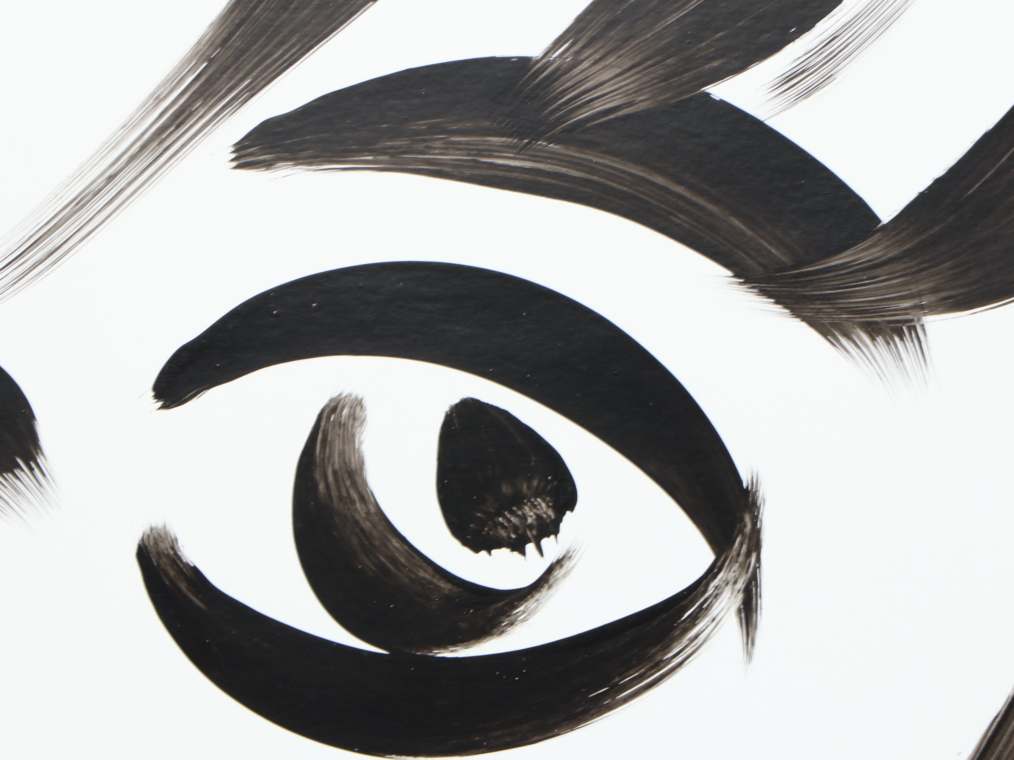 Peter Keil Abstract Acrylic Portrait Painting, Late 20th Century