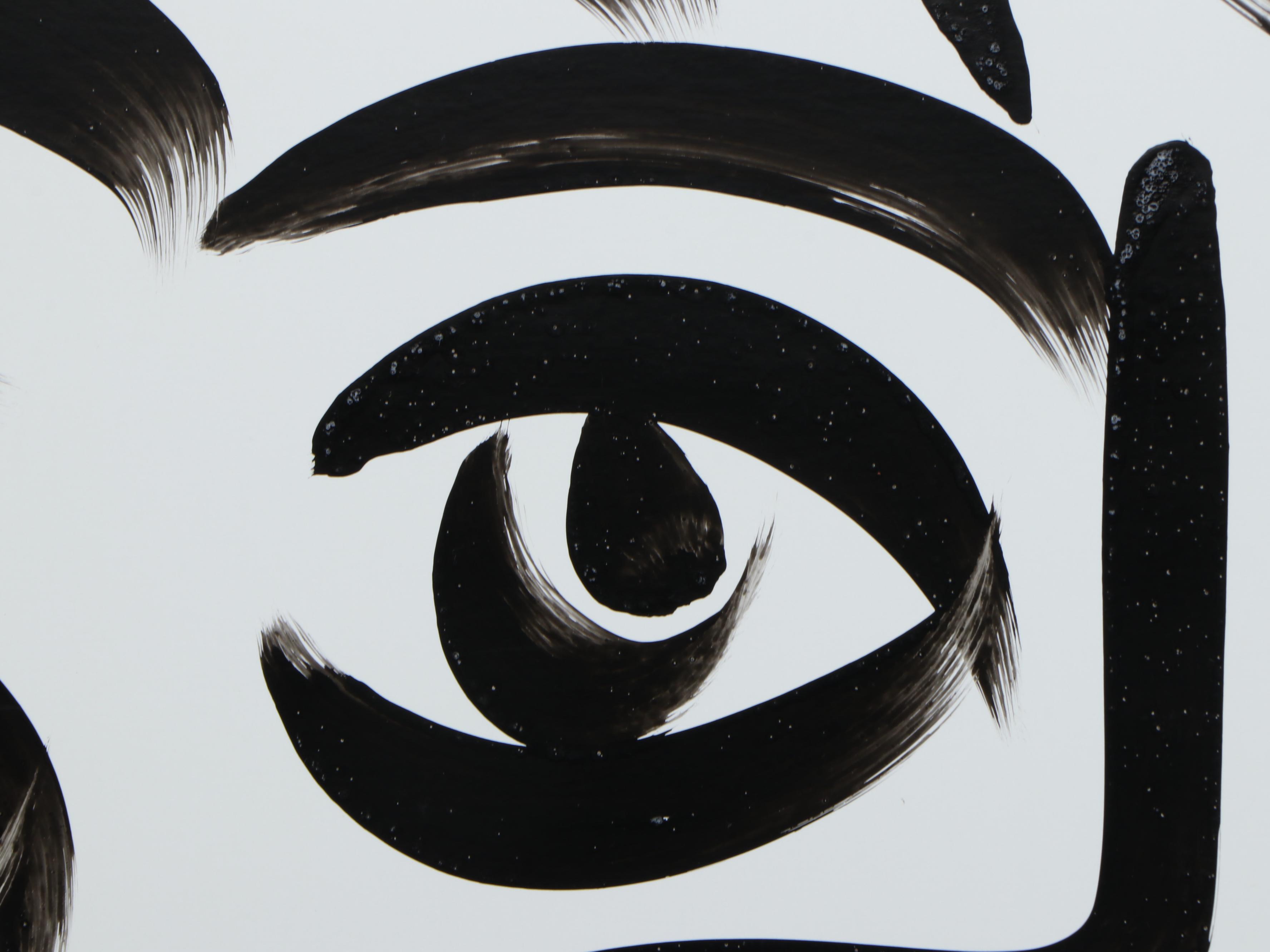 Peter Keil Abstract Acrylic Portrait Painting, Late 20th Century