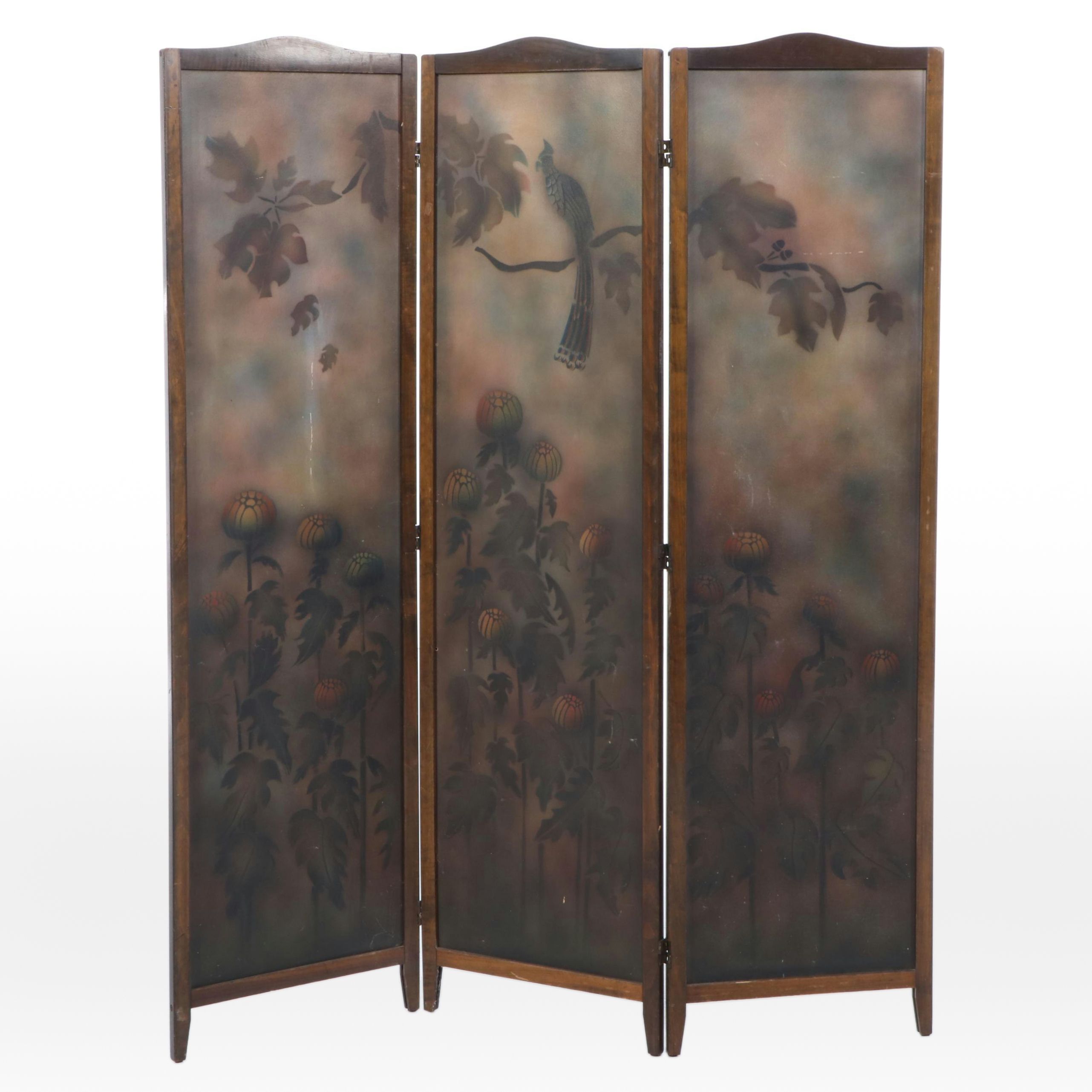 Art Deco Style Three-Panel Screen, 20th Century