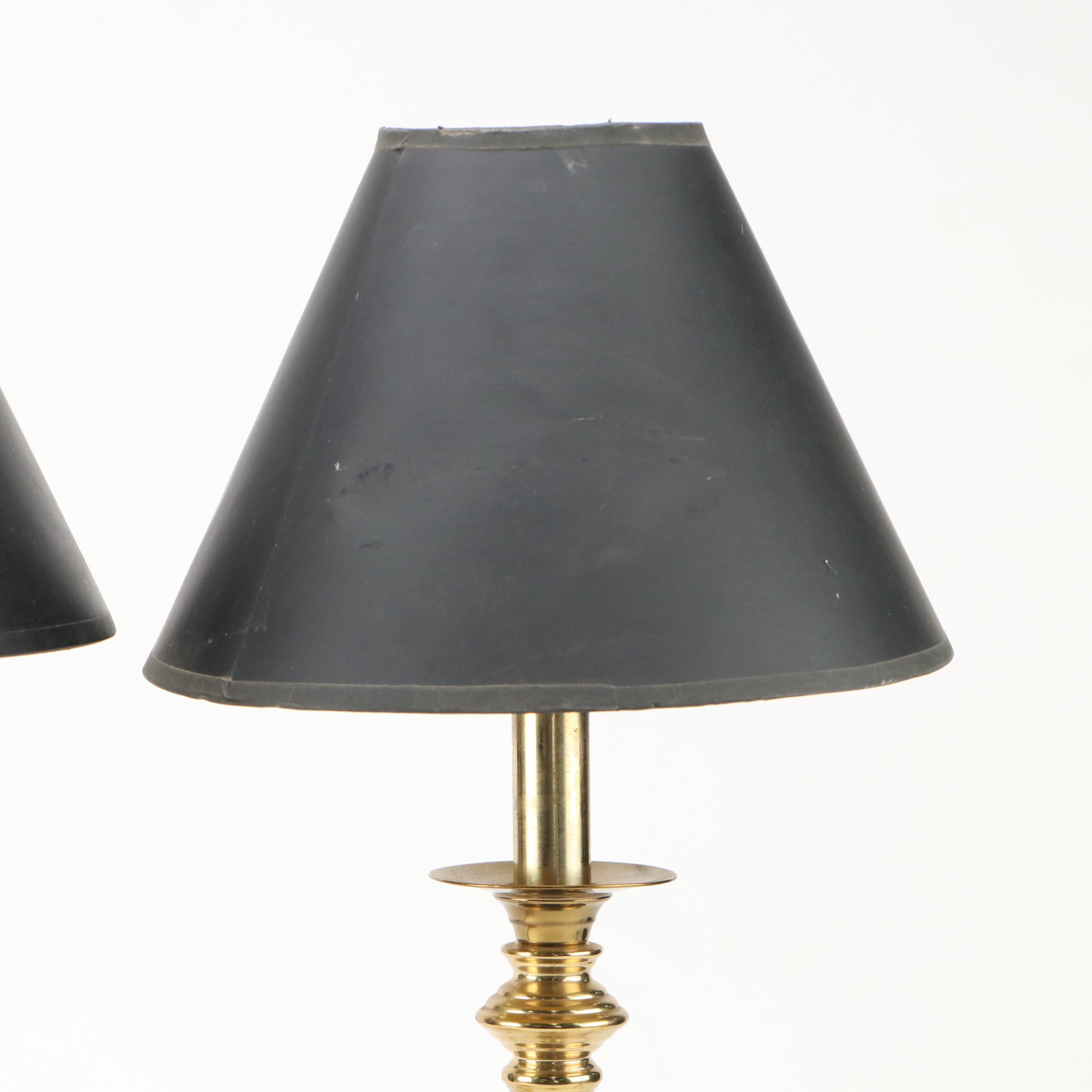 Pair of Brass Finish Buffet Lamps