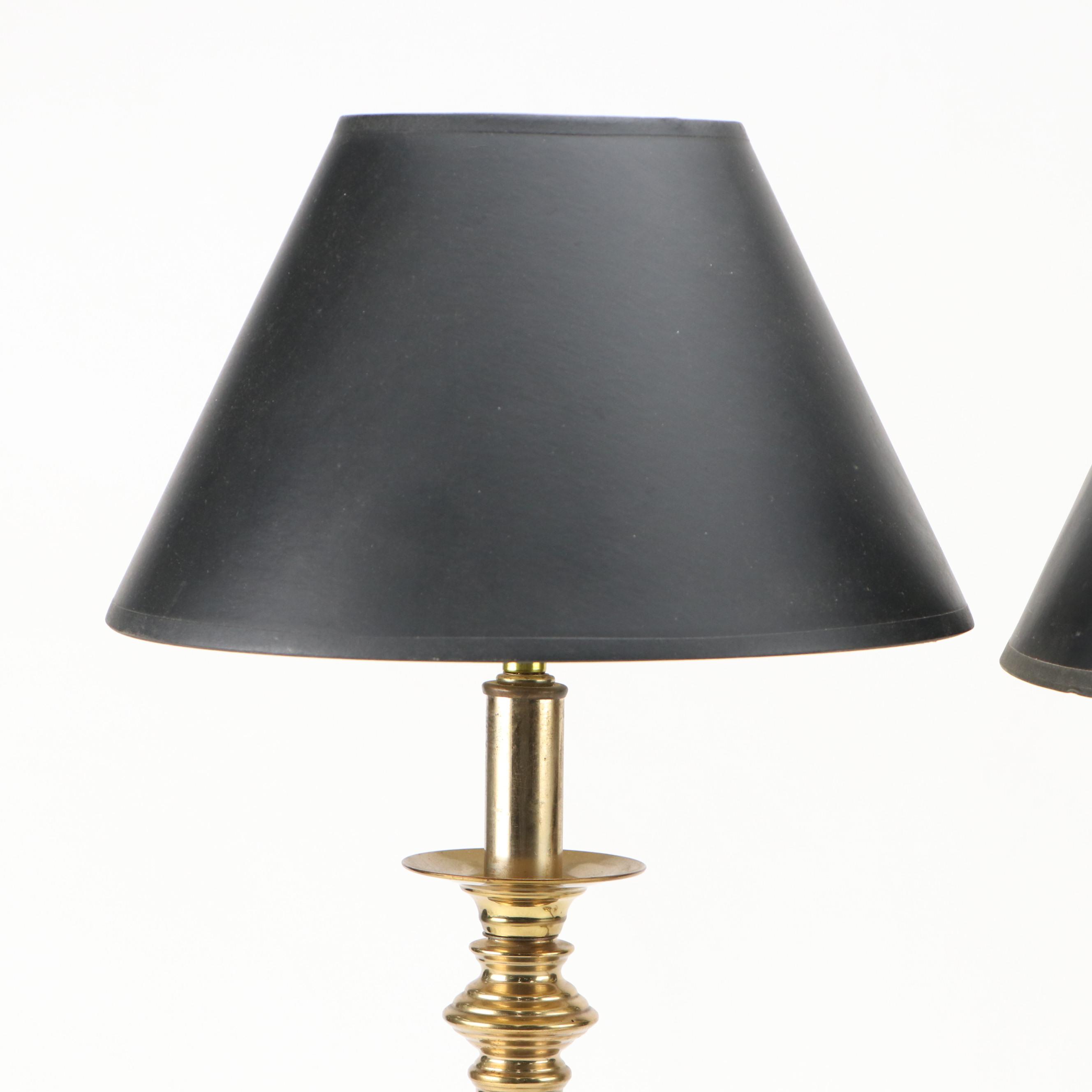 Pair of Brass Finish Buffet Lamps
