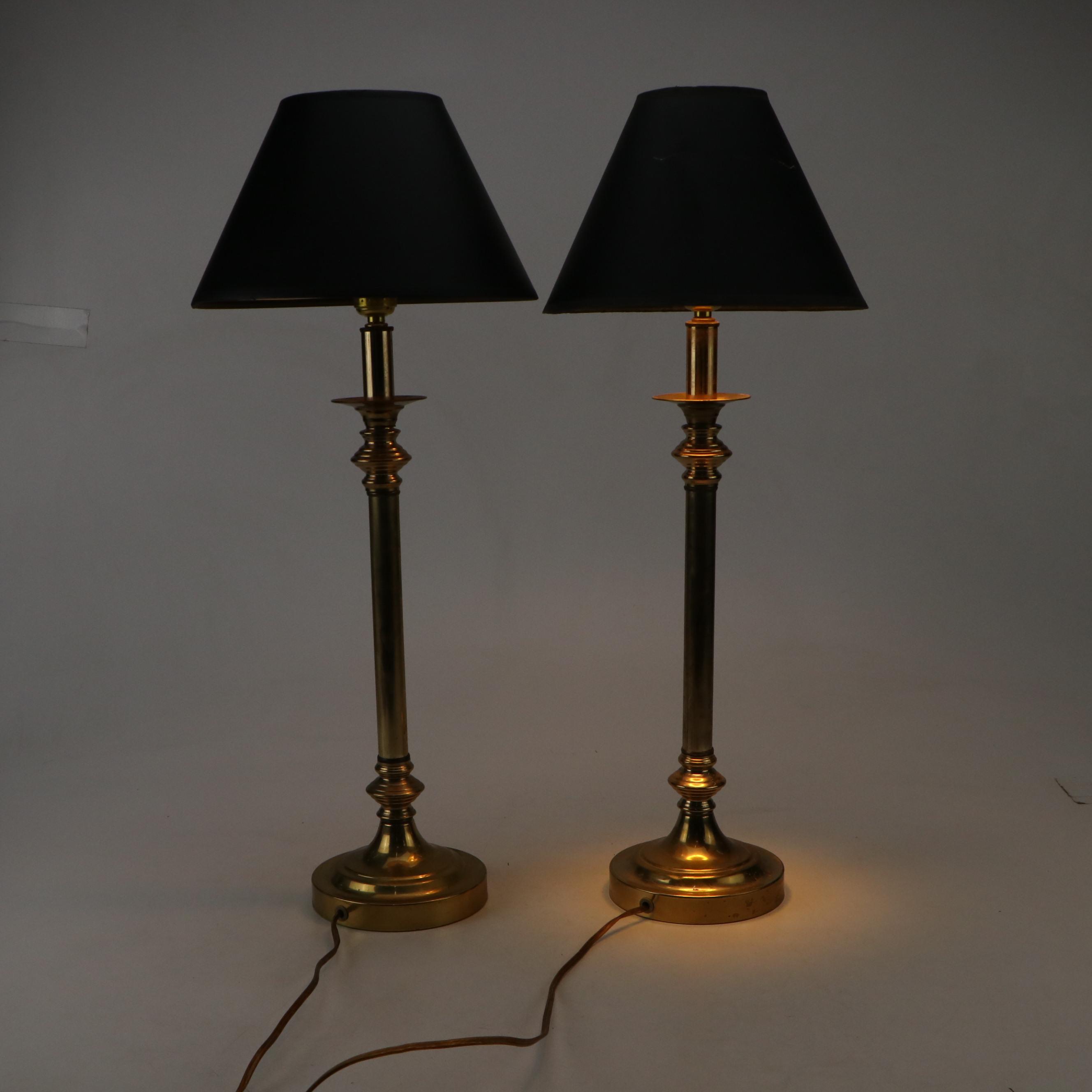 Pair of Brass Finish Buffet Lamps