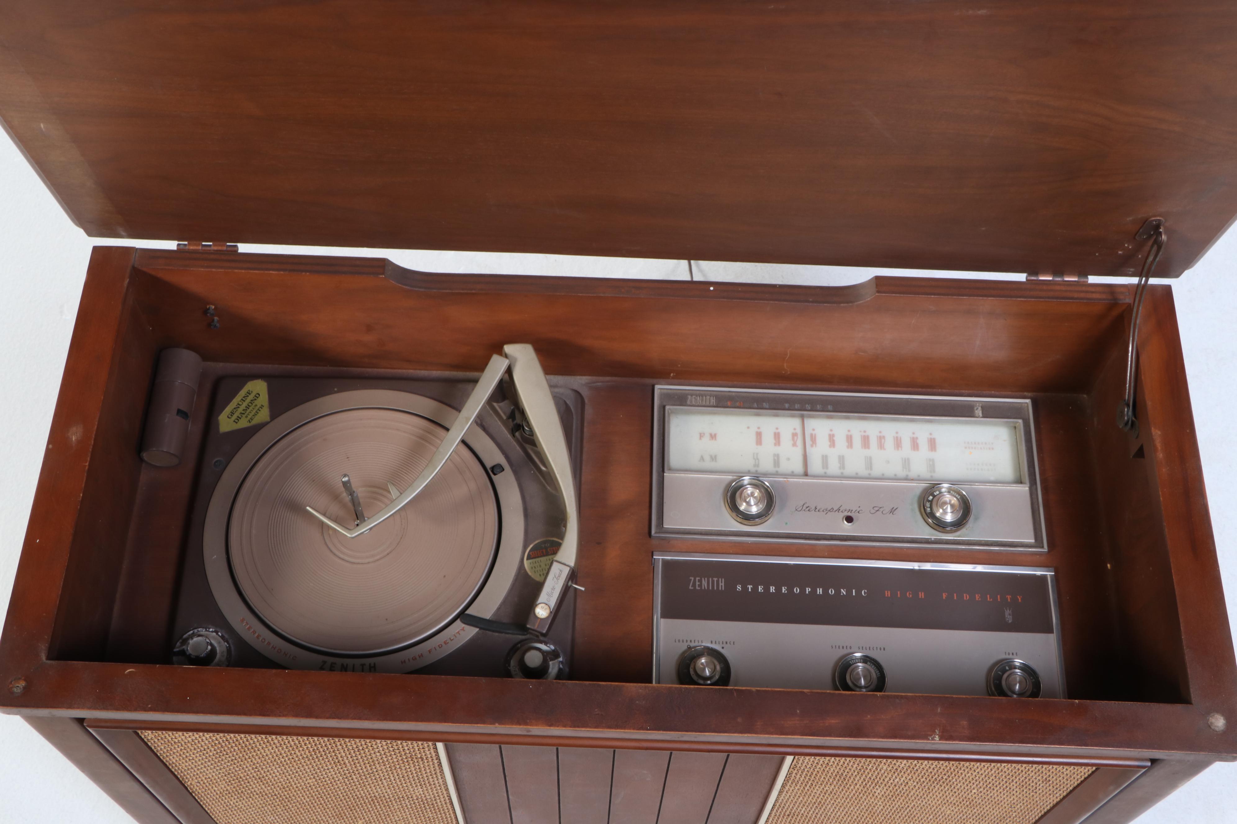 Zenith MCM Style MK2601 Stereo Console with Record Player, Mid-20th Century