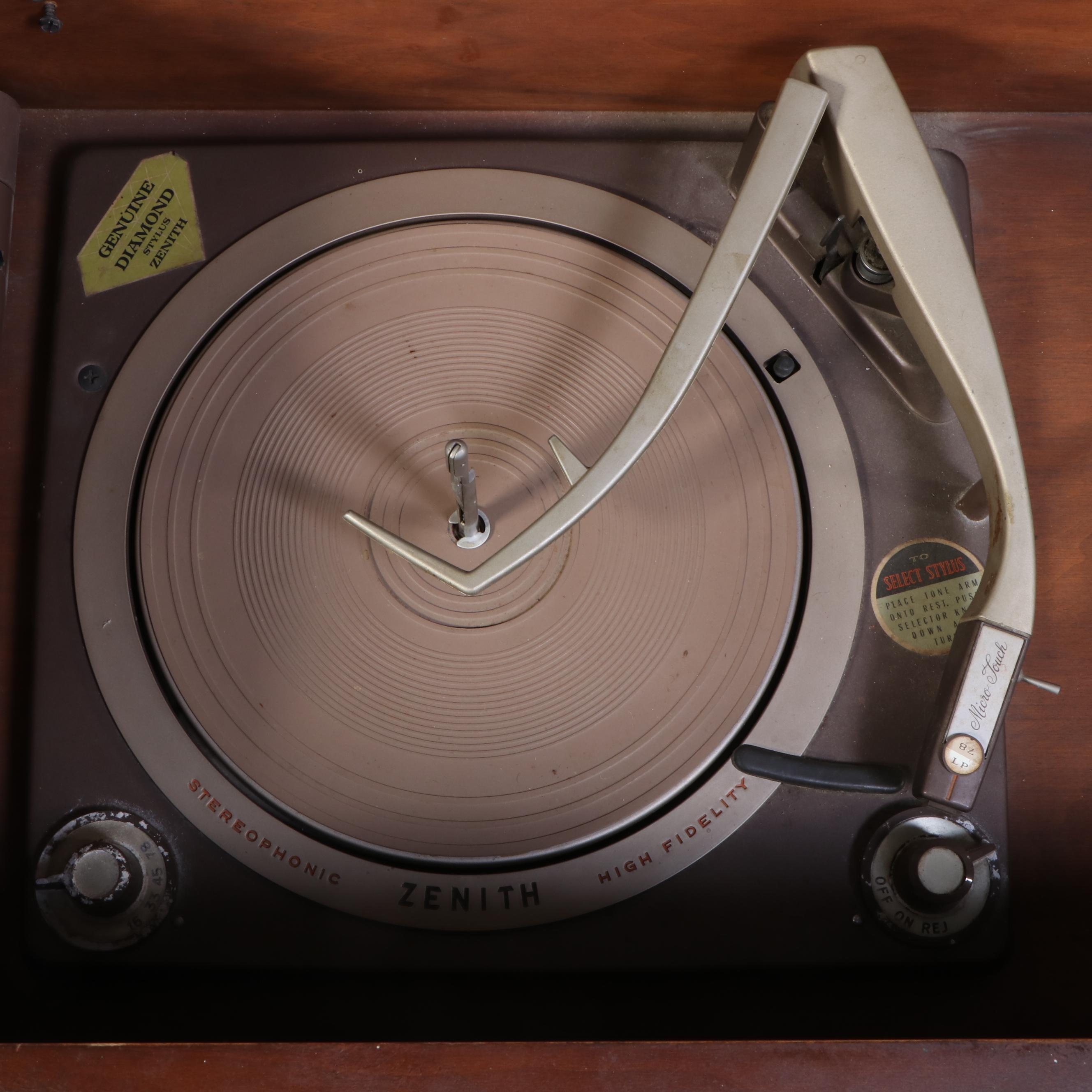 Zenith MCM Style MK2601 Stereo Console with Record Player, Mid-20th Century