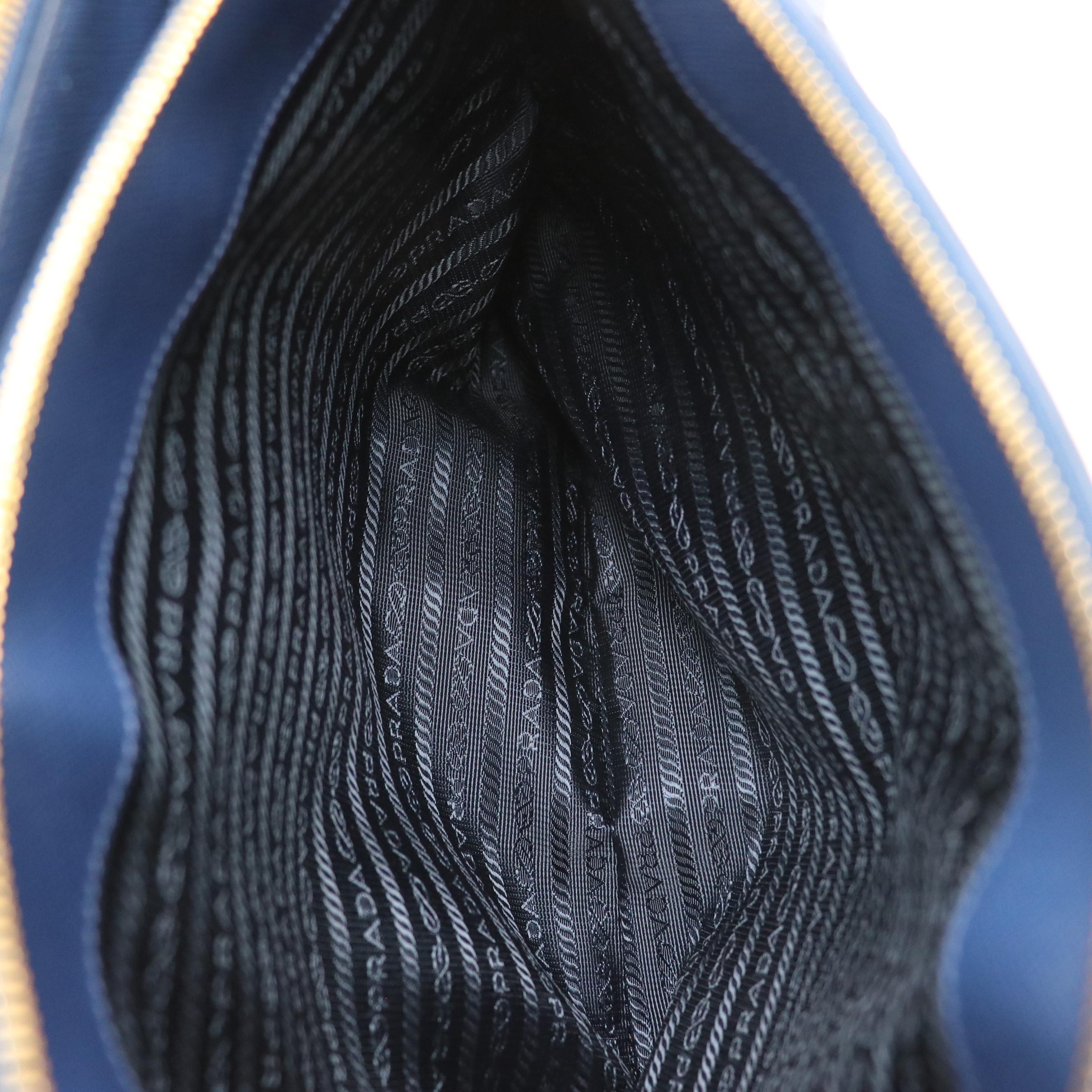 Prada Twin Pocket Tote Bag in Marine Blue Saffiano Leather