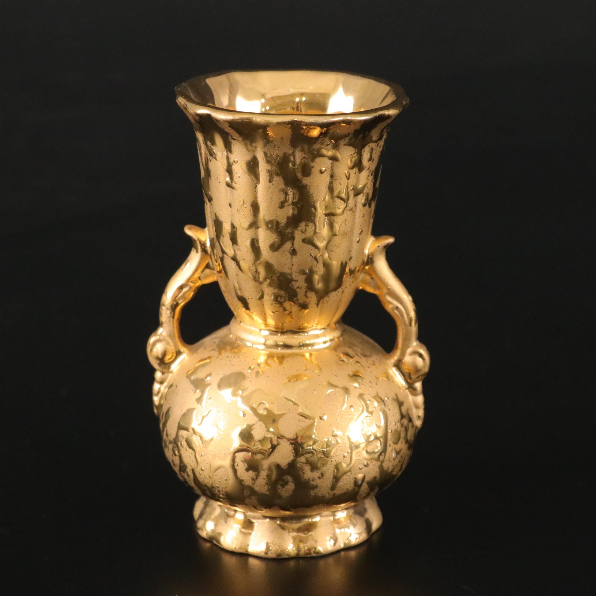 Elynor China 22k Gold Bud Vase & Dish with Swan Bowl