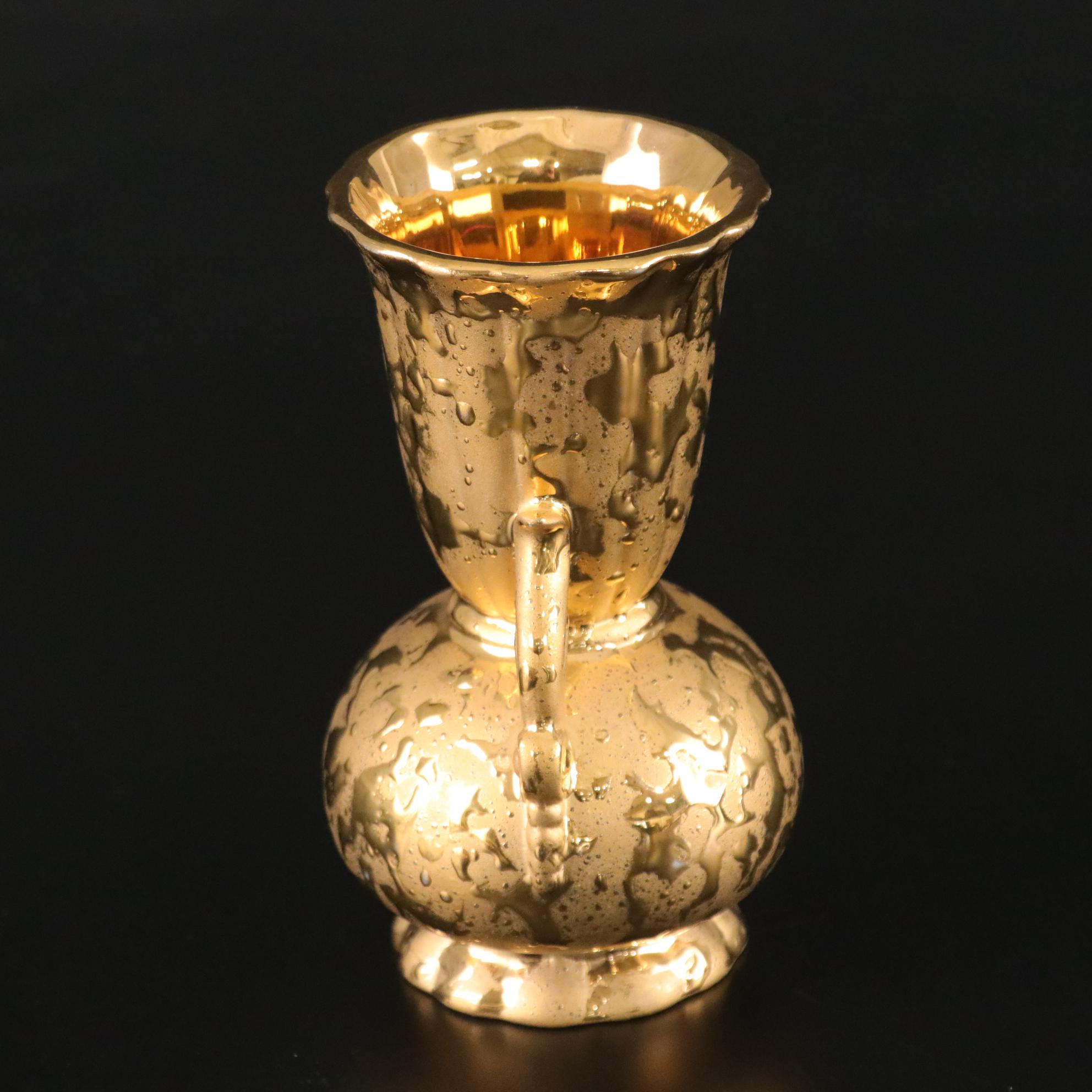 Elynor China 22k Gold Bud Vase & Dish with Swan Bowl