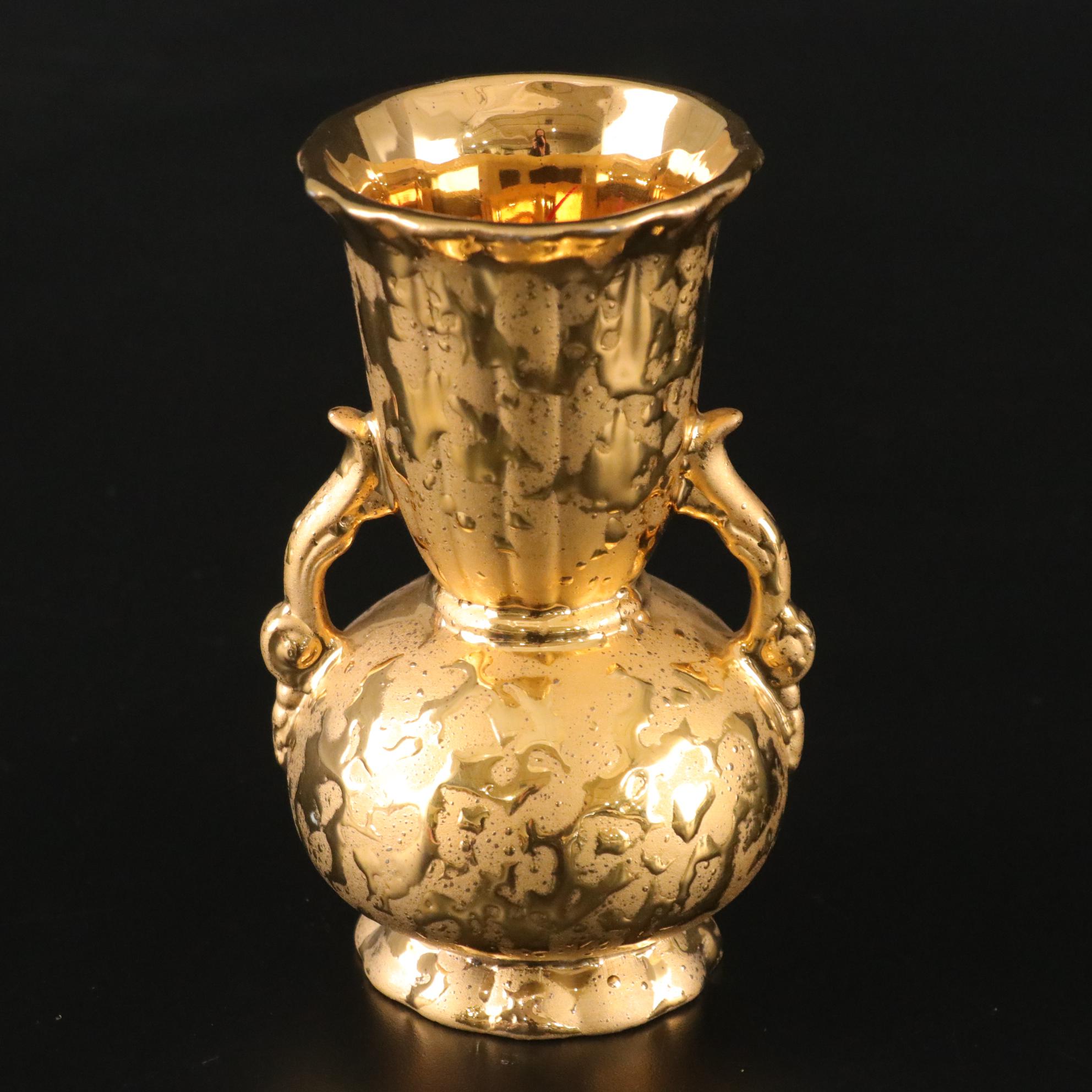 Elynor China 22k Gold Bud Vase & Dish with Swan Bowl