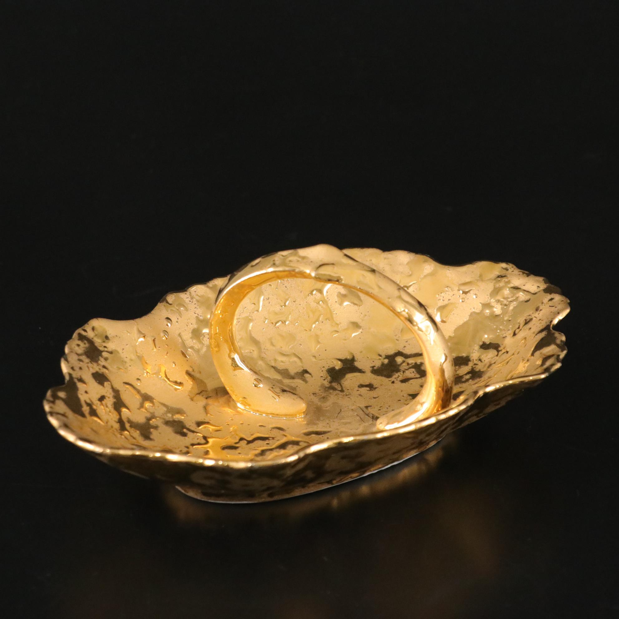 Elynor China 22k Gold Bud Vase & Dish with Swan Bowl