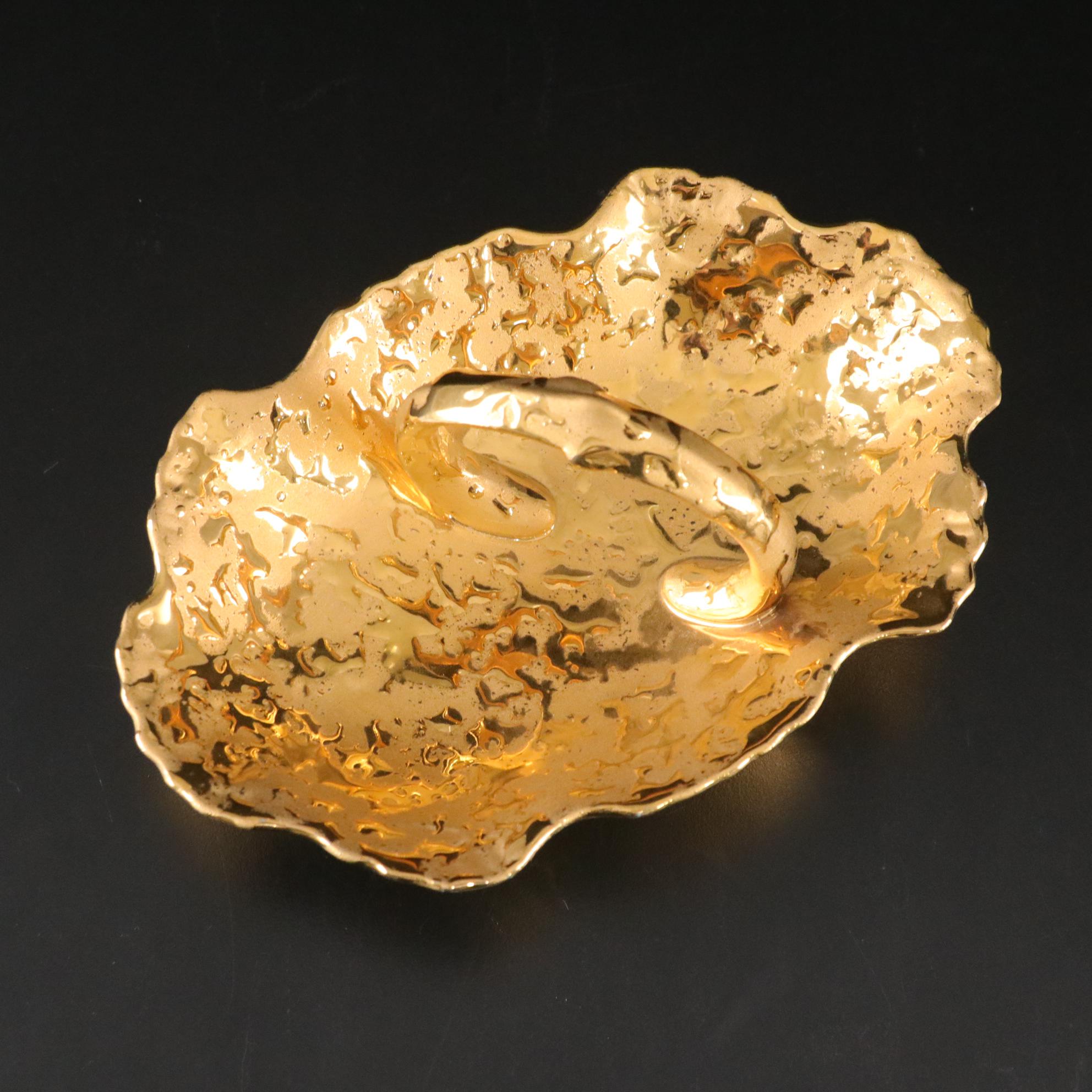 Elynor China 22k Gold Bud Vase & Dish with Swan Bowl